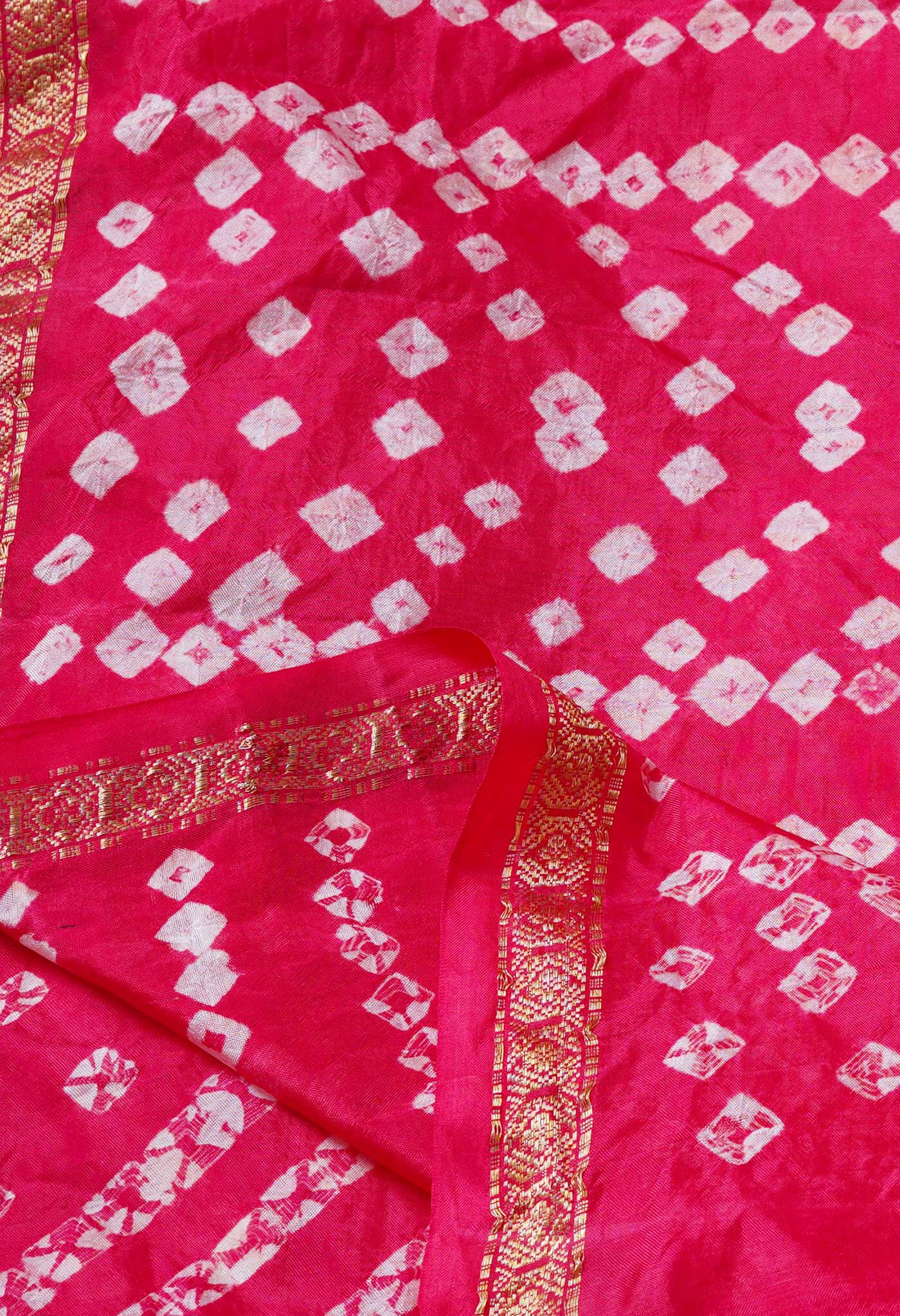 Cerise Pink  Bandhani Soft Silk Saree-UNM68426