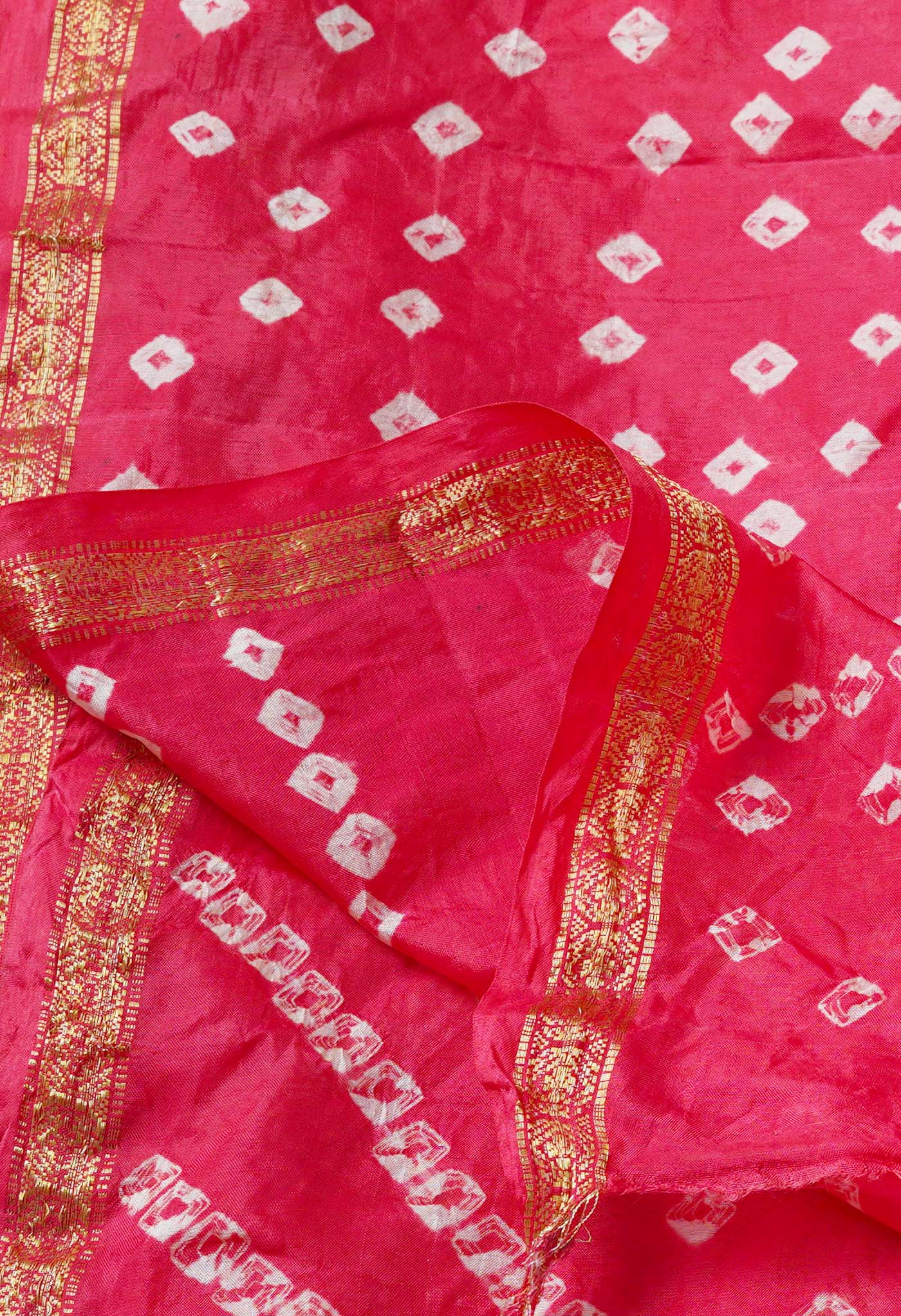 Cerise Pink  Bandhani Soft Silk Saree-UNM68427