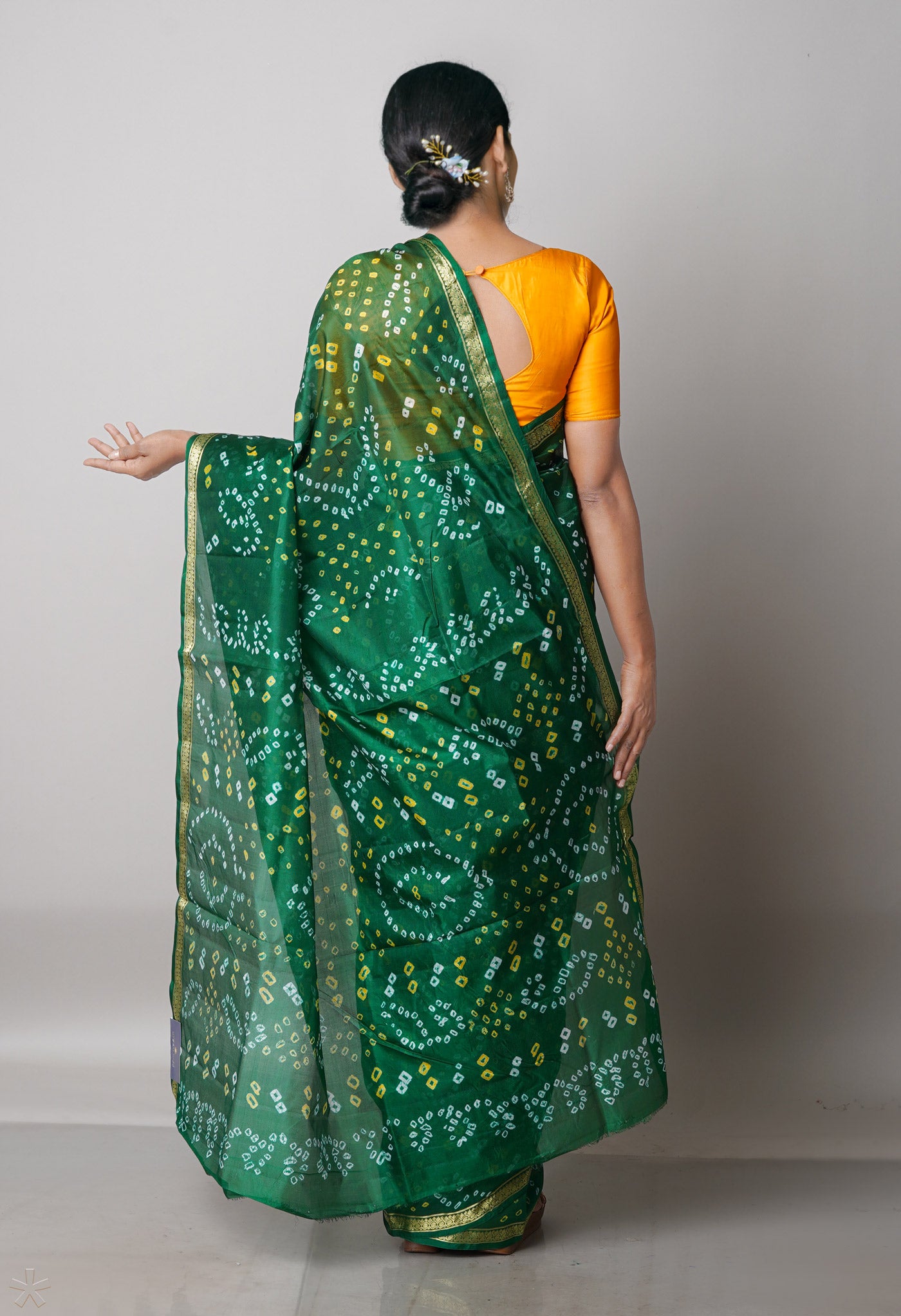 Dark Green  Bandhani Silk Saree-UNM68432