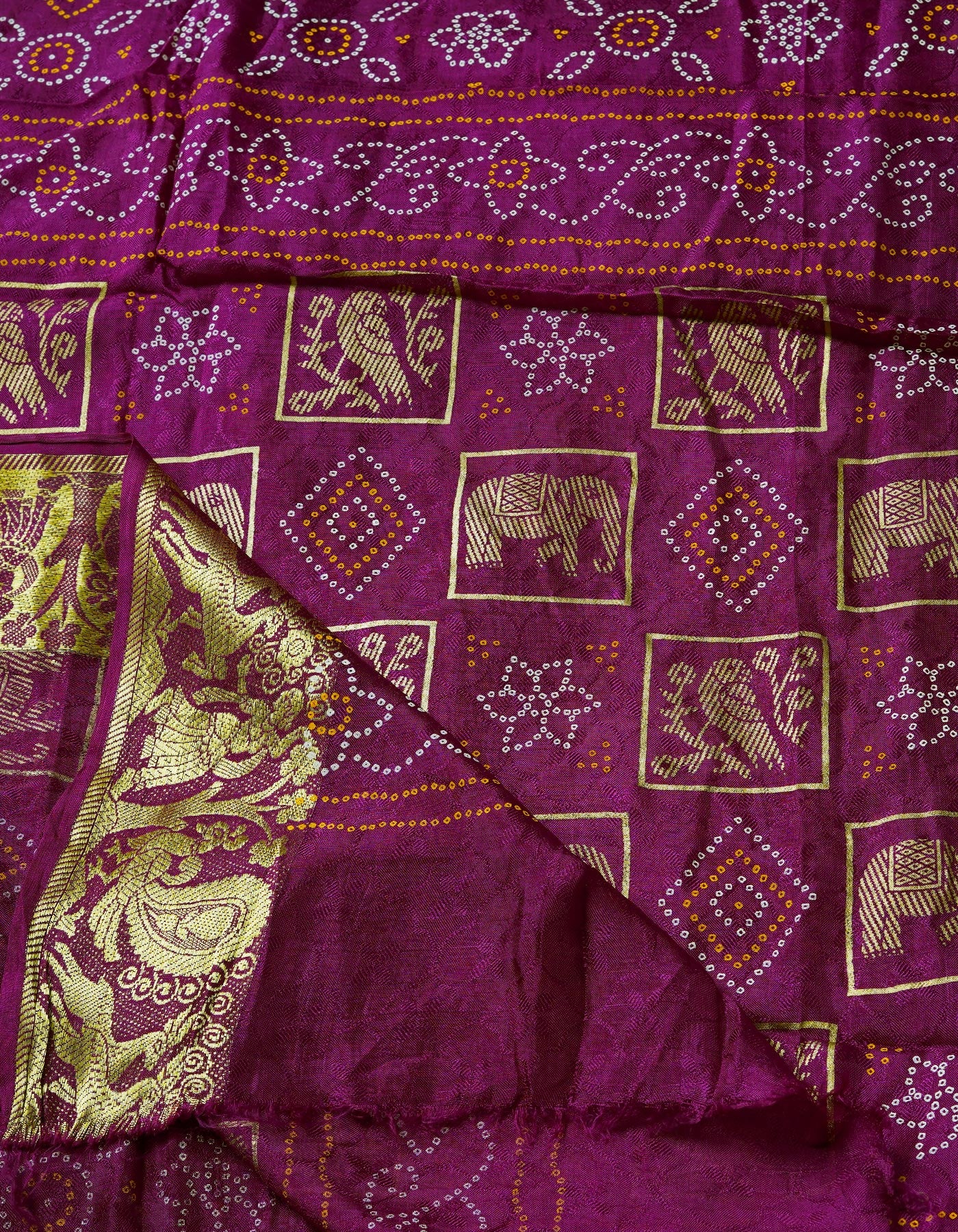 Purple  Bandhani Silk Saree-UNM68444