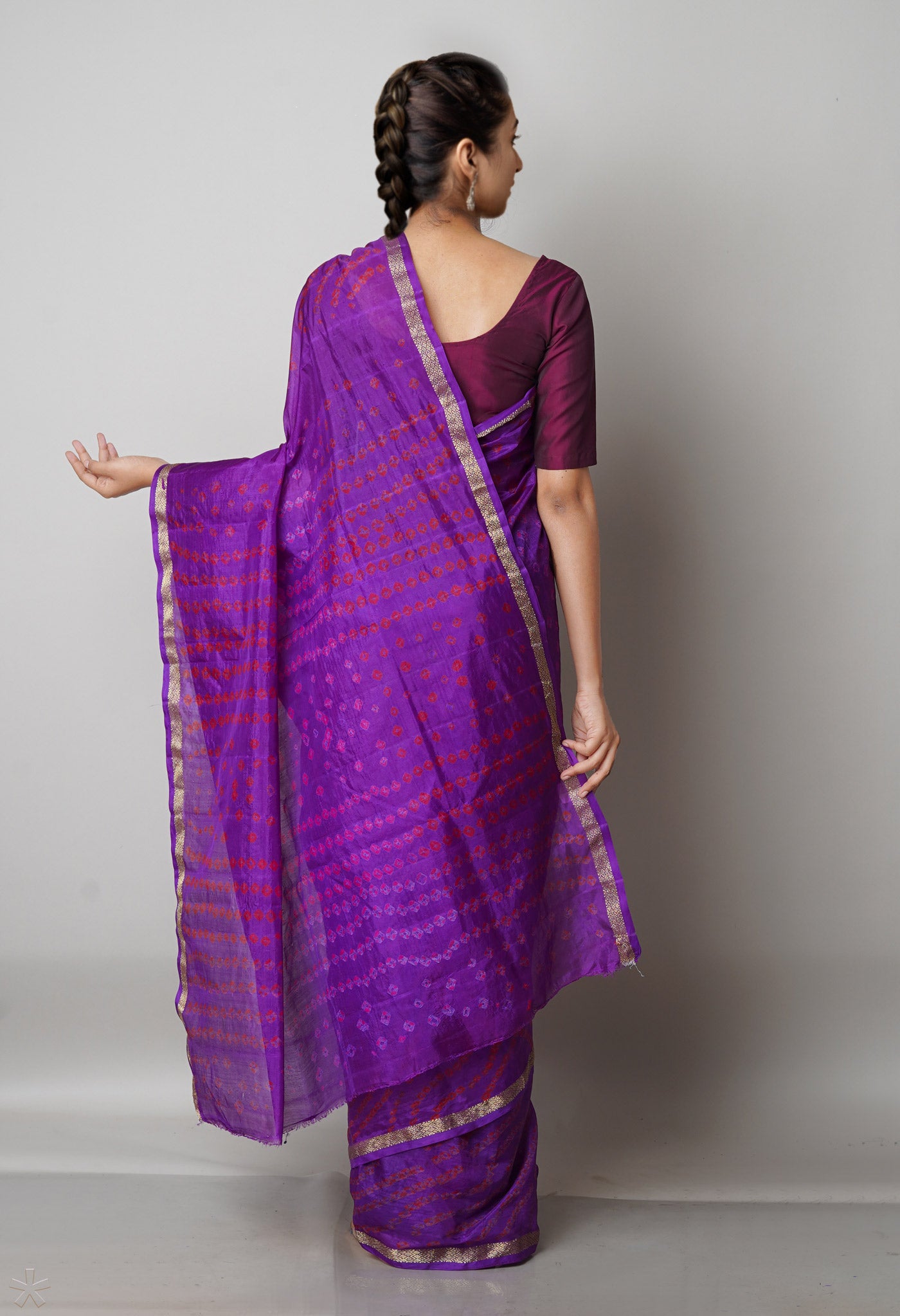 Violet  Bandhani Soft Silk Saree-UNM68462