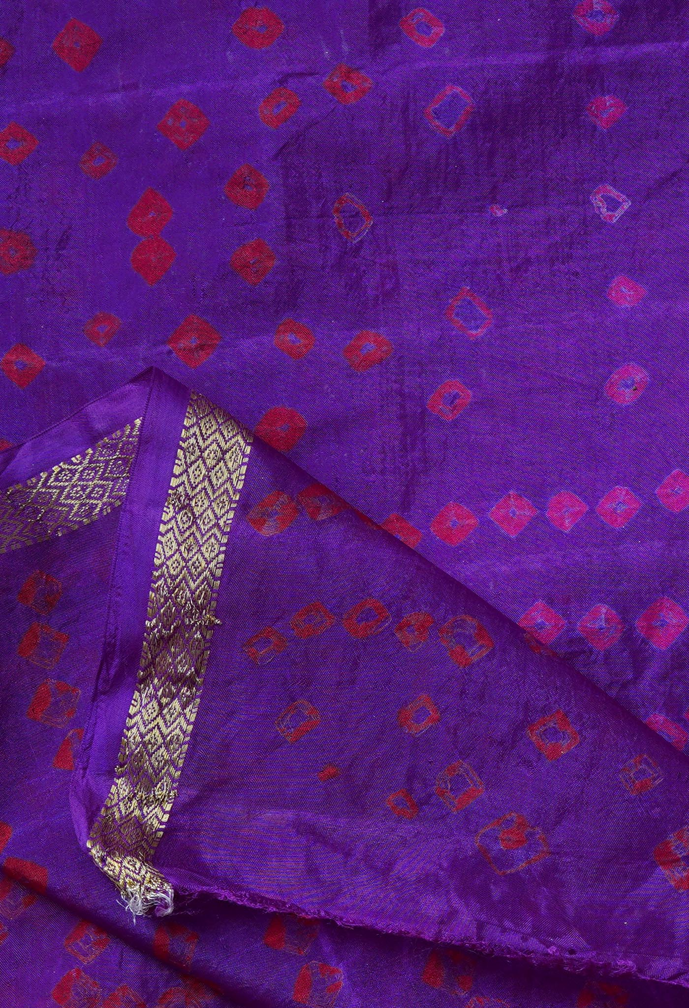 Violet  Bandhani Soft Silk Saree-UNM68462