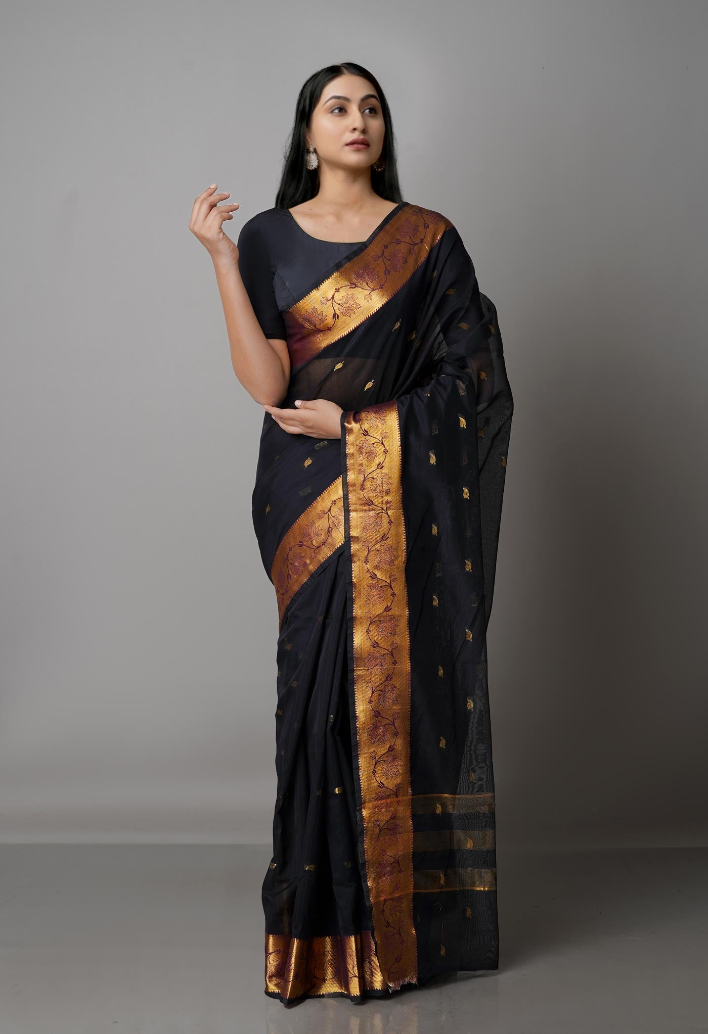 Black  Bangalore Sico Saree-UNM68485