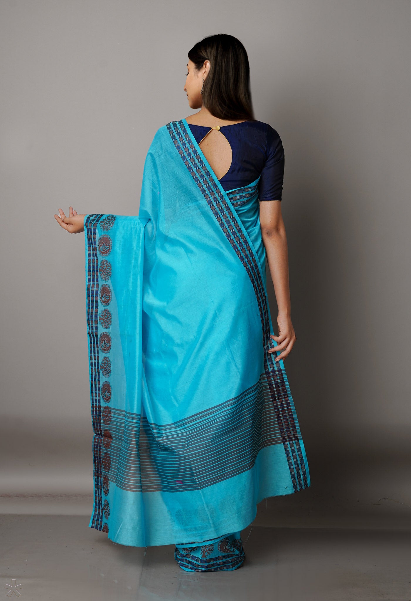 Sky Blue  Bangalore Sico Saree-UNM68498