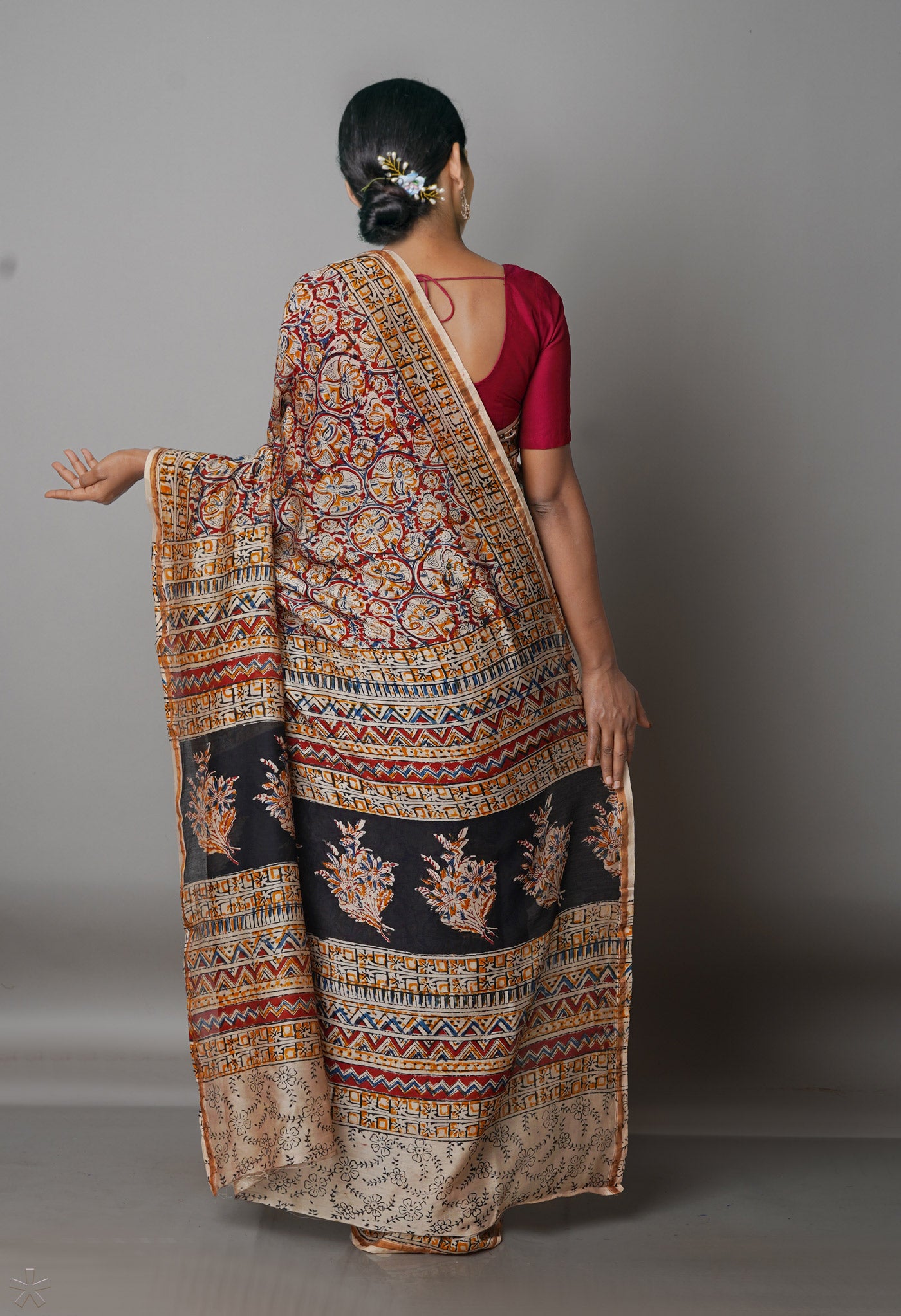 Multi Pure Chanderi Kalamkari Printed Sico Saree-UNM68602