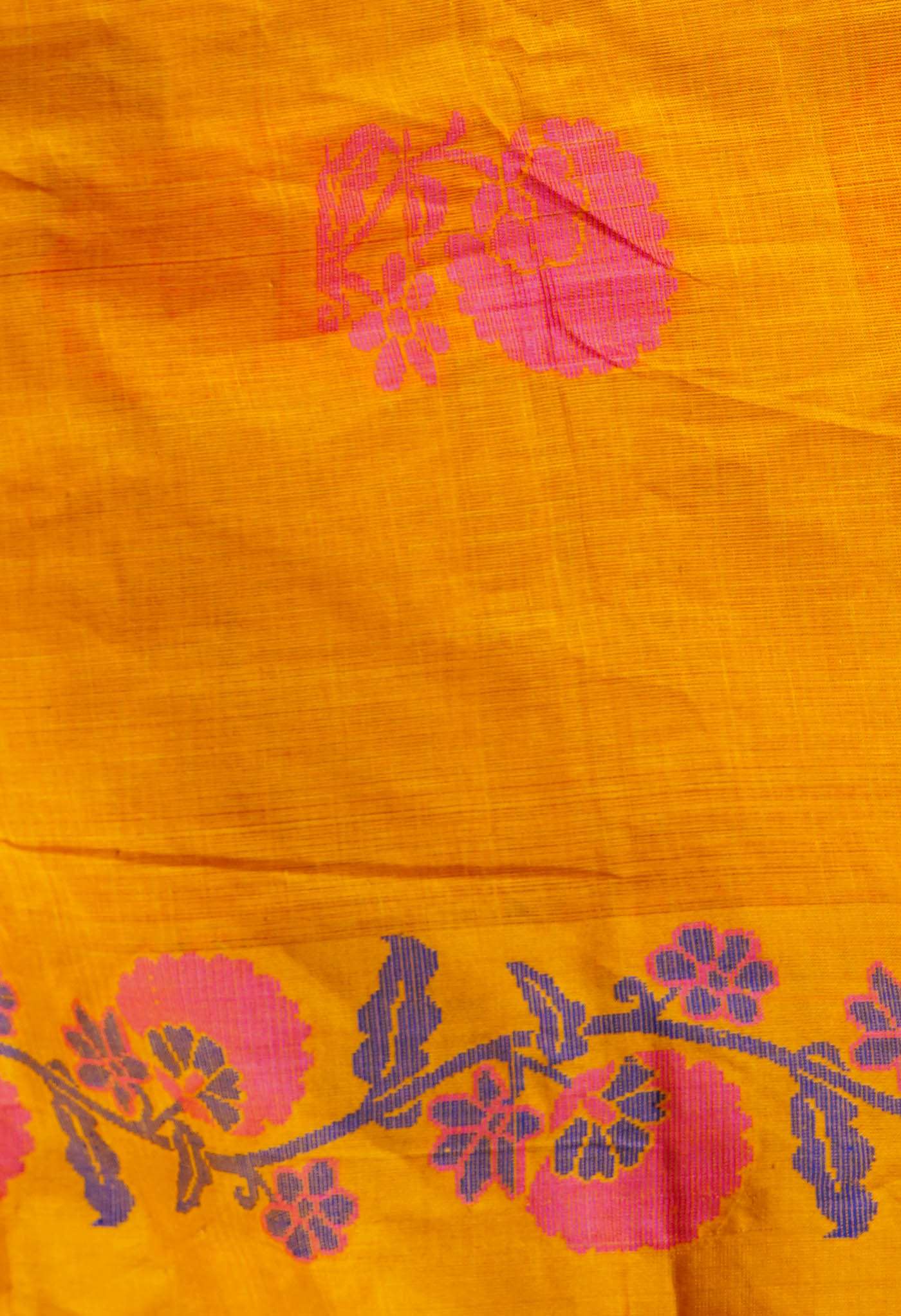 Orange Pure Handloom Dhaka Jamdhani Bengal Cotton Saree-UNM68741