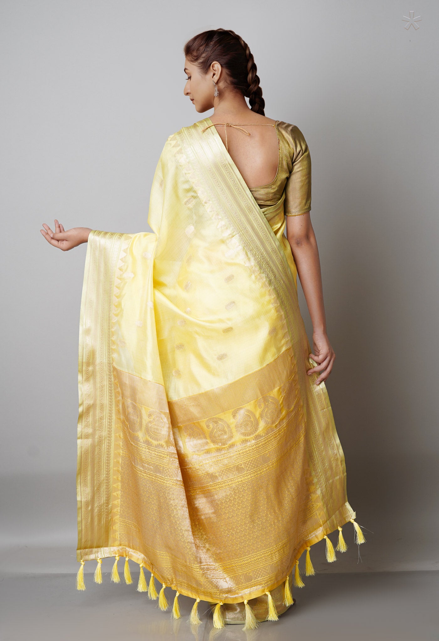 Light Yellow  Fancy Banarasi Silk Saree-UNM68832