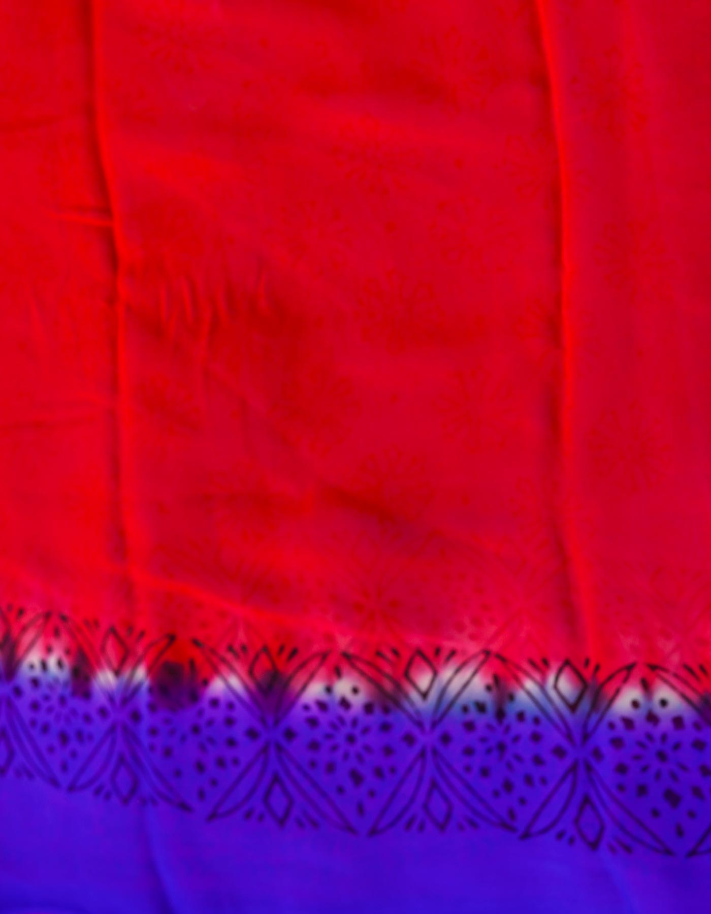 Blue-Pink Georgette Rapid Hand Block Printed Silk Saree