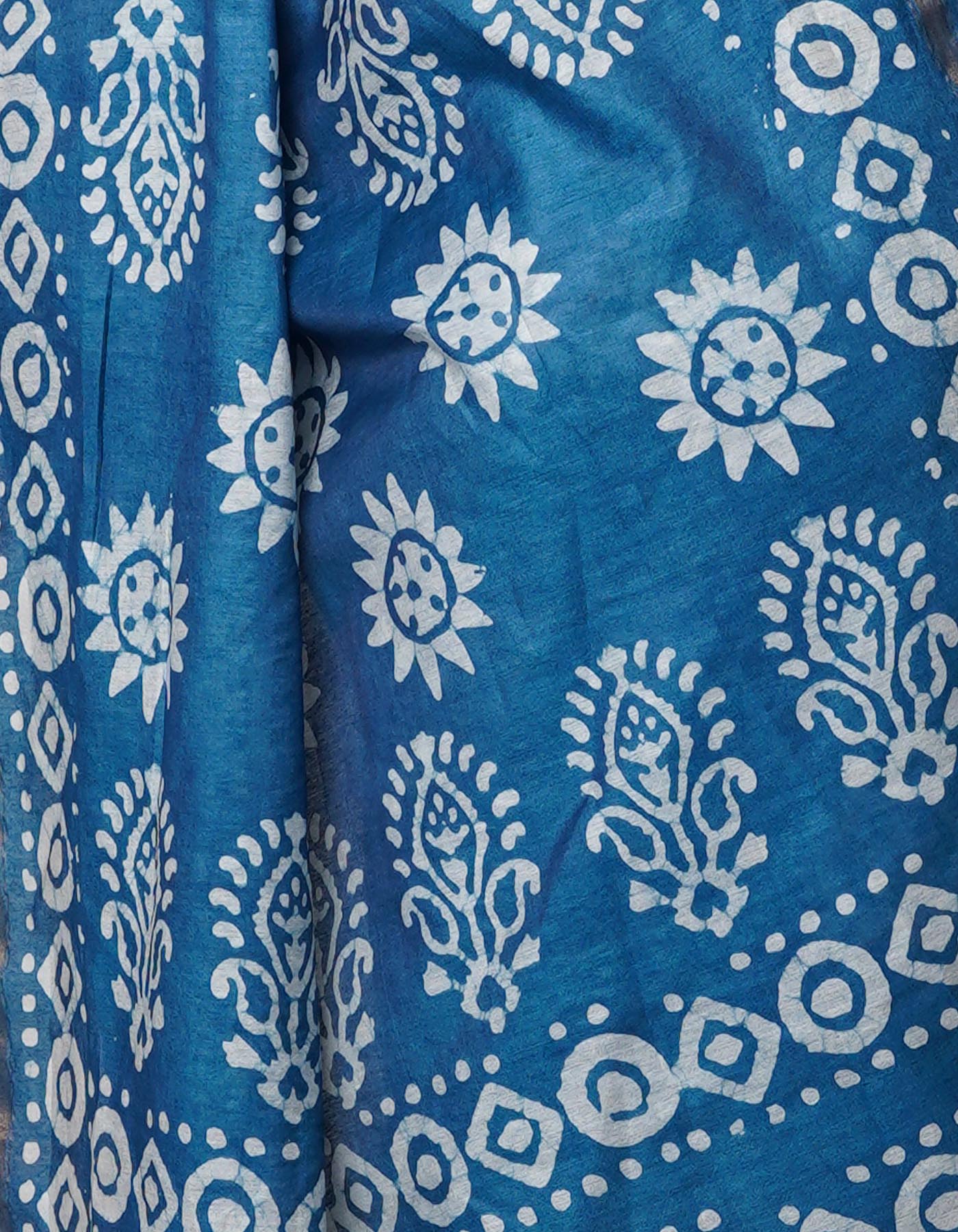 Blue Pure  Batik Chanderi Silk Saree-UNM69027