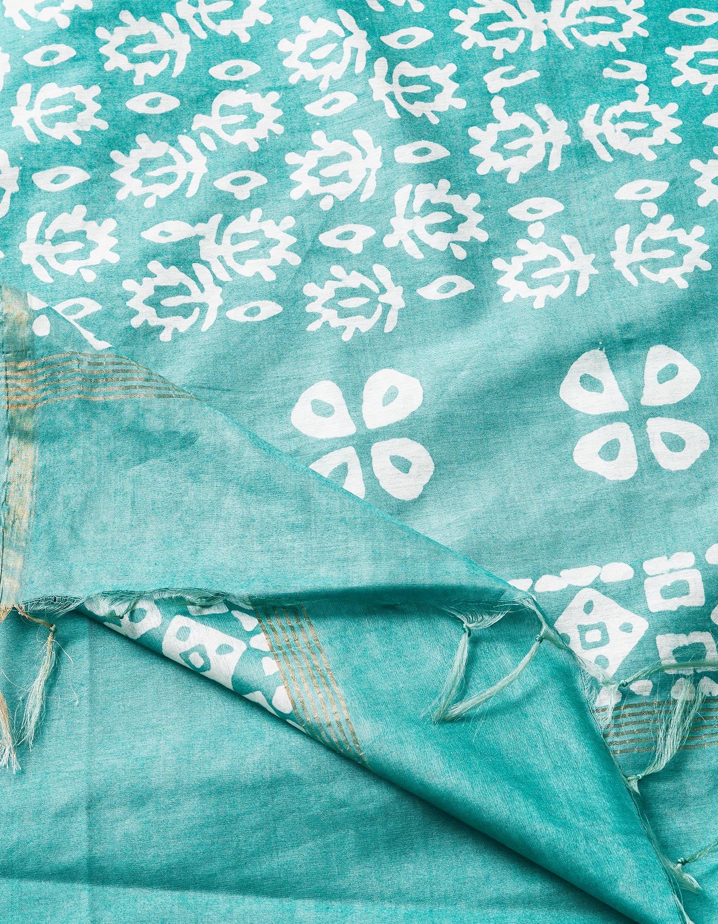 Pale Green Pure  Batik Chanderi Silk Saree-UNM69062