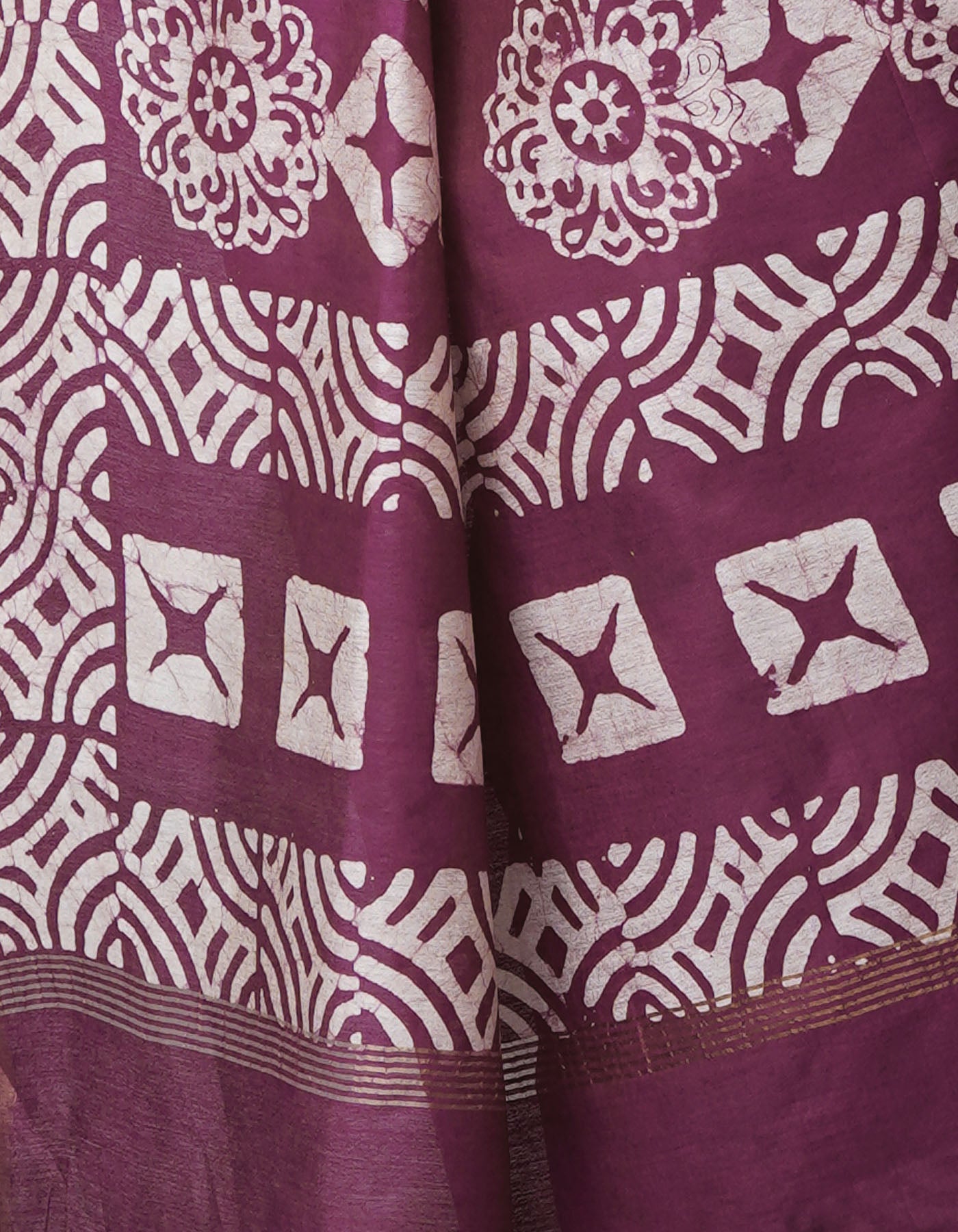 Purple Pure  Batik Chanderi Silk Saree-UNM69065