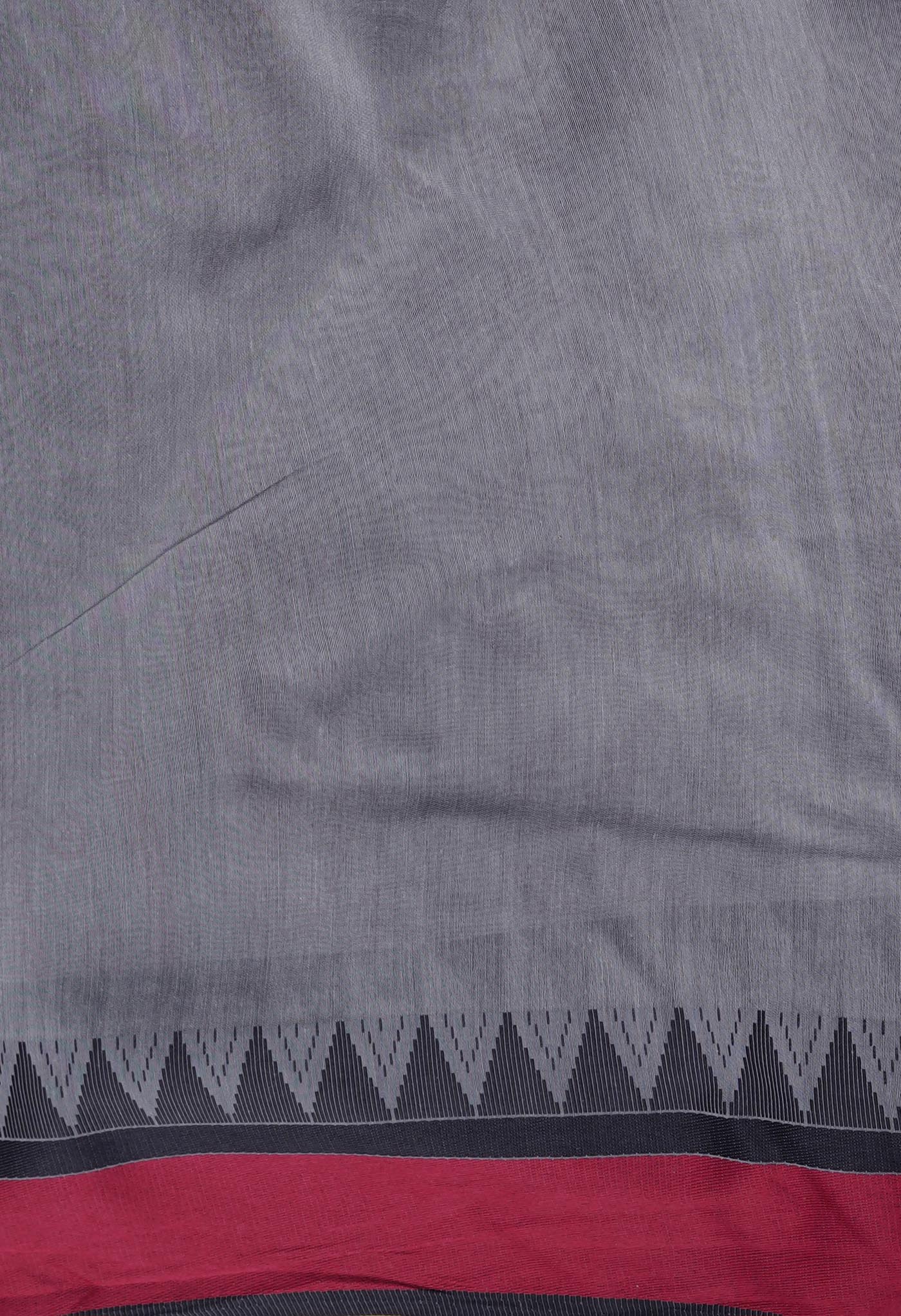 Grey  Block Printed Chanderi Sico Saree-UNM69233