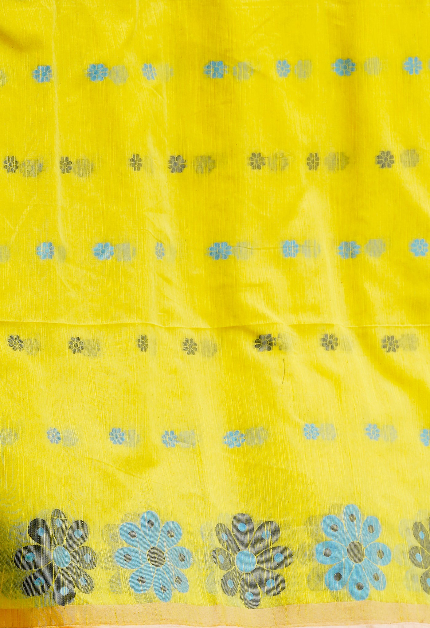 Yellow Pure Handloom Jamdhani Bengal Sico Saree-UNM69426