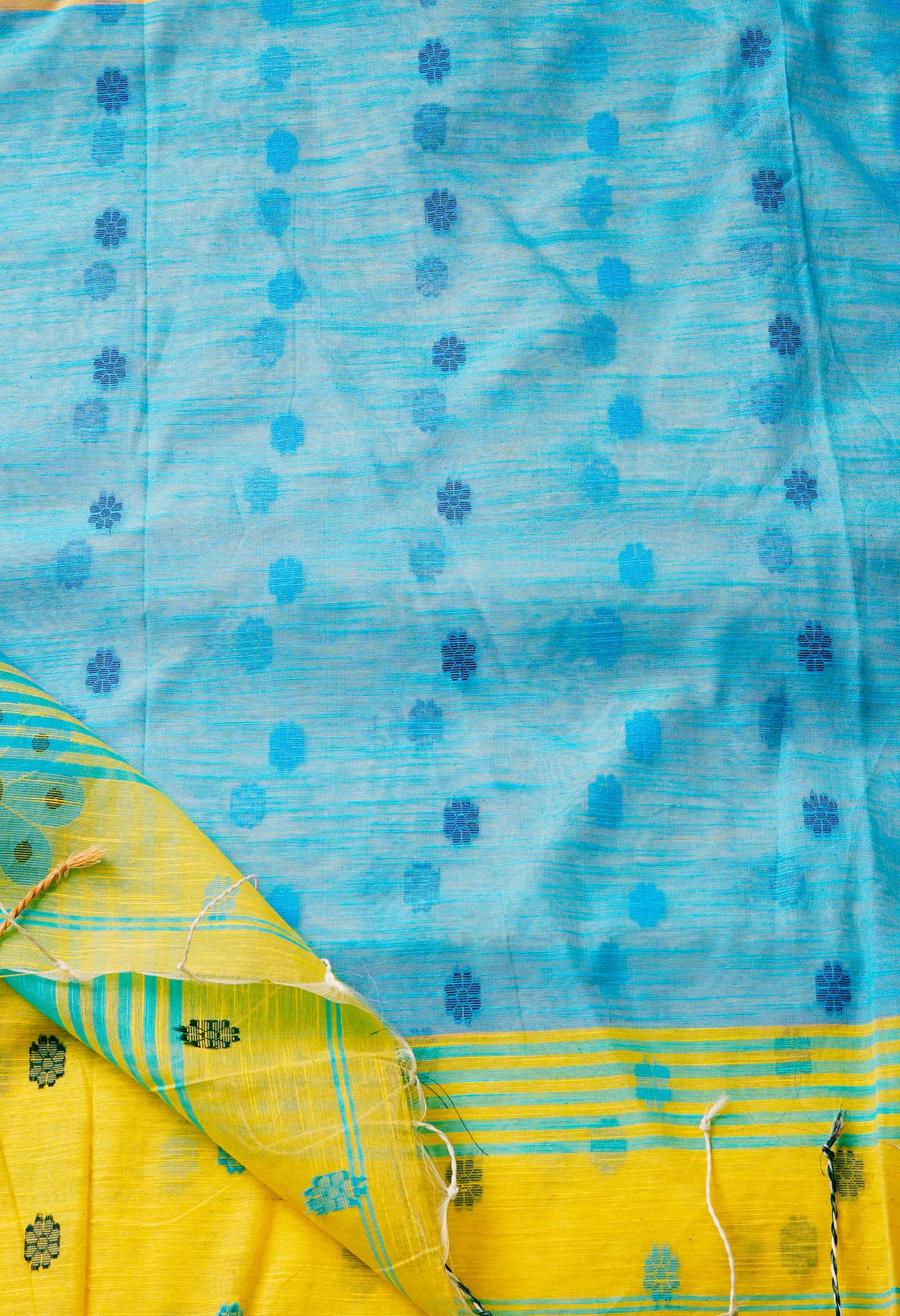 Yellow Pure Handloom Jamdhani Bengal Sico Saree-UNM69426