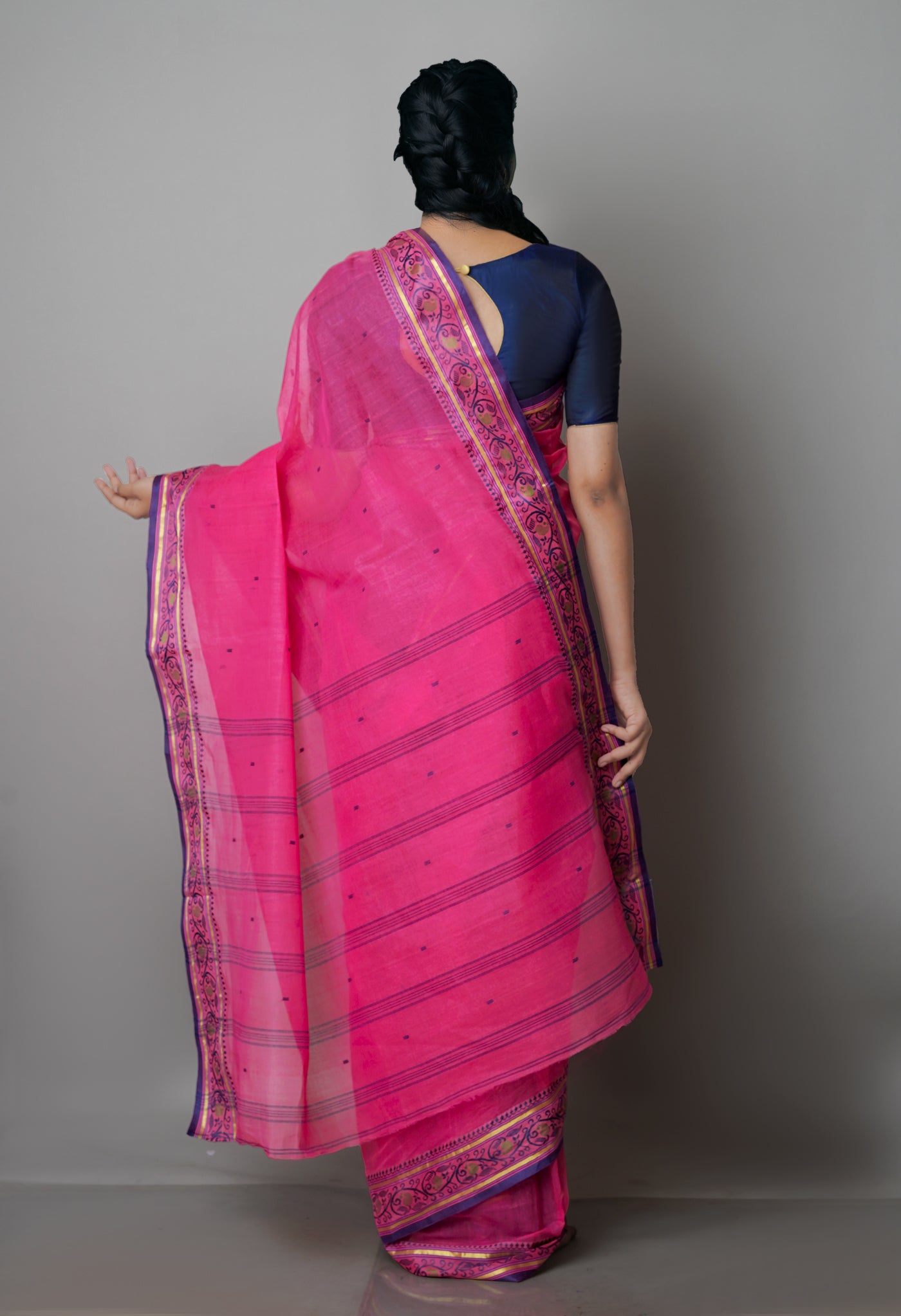 Pink Pure Handloom Superfine Bengal Cotton Saree