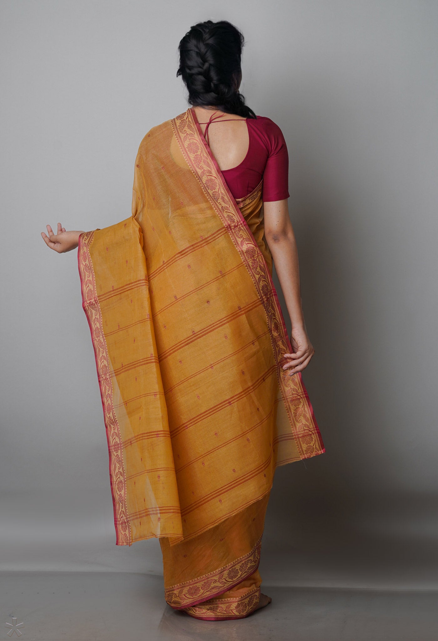 Brown Pure Handloom Bengal Cotton Saree