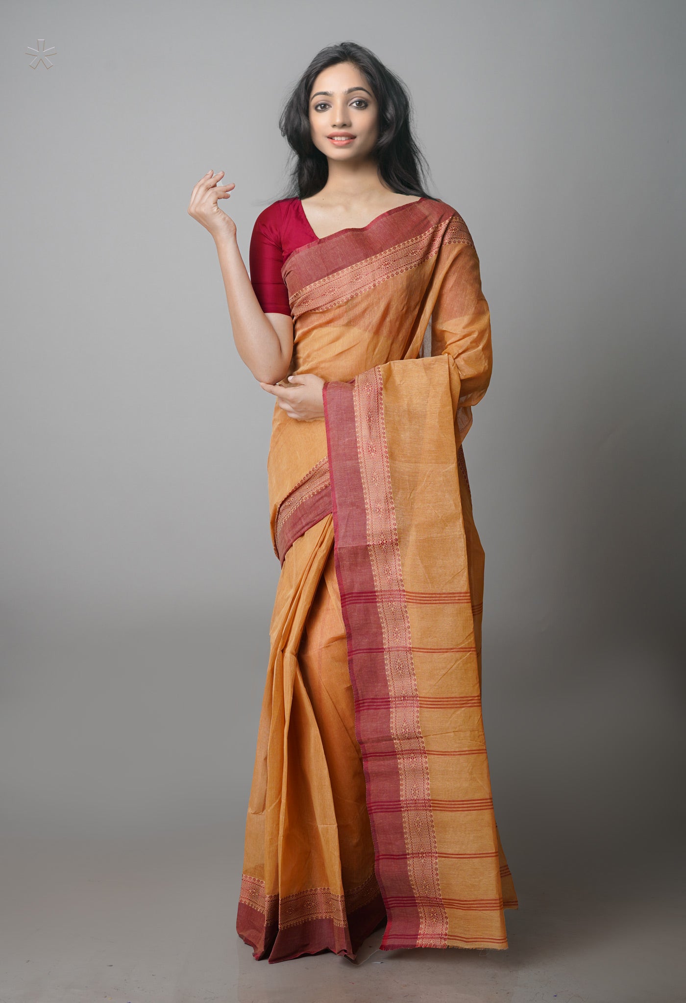 Tan Brown Pure  Handloom Superfine Bengal Cotton Saree-UNM69661