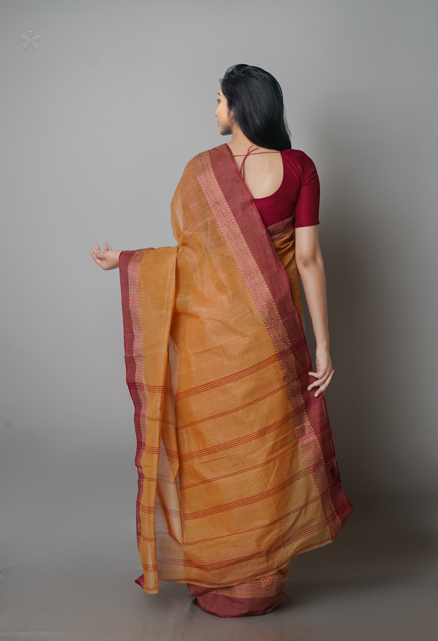 Tan Brown Pure  Handloom Superfine Bengal Cotton Saree-UNM69661