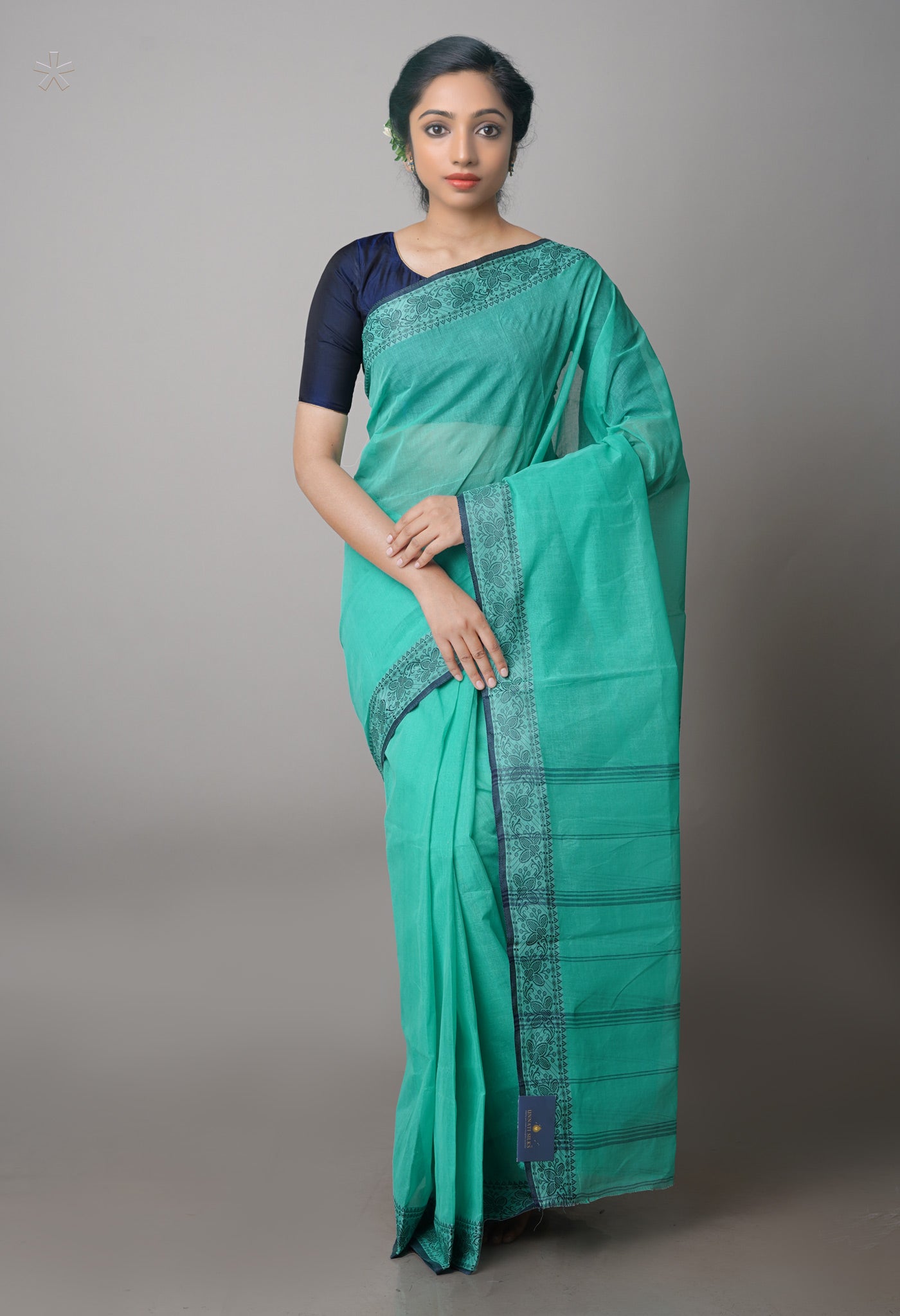 Sea Green Pure  Handloom Superfine Bengal Cotton Saree-UNM69686