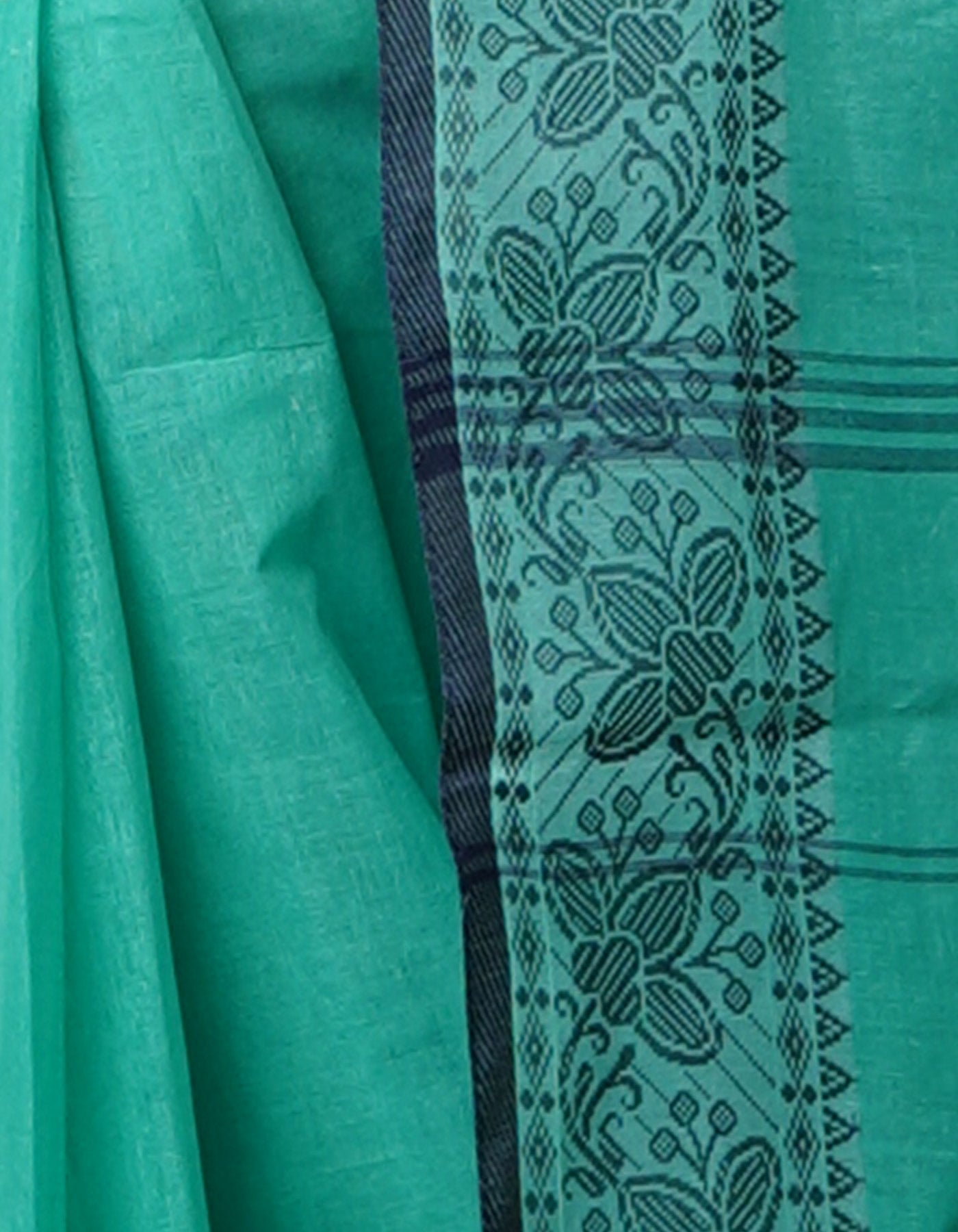 Sea Green Pure  Handloom Superfine Bengal Cotton Saree-UNM69686