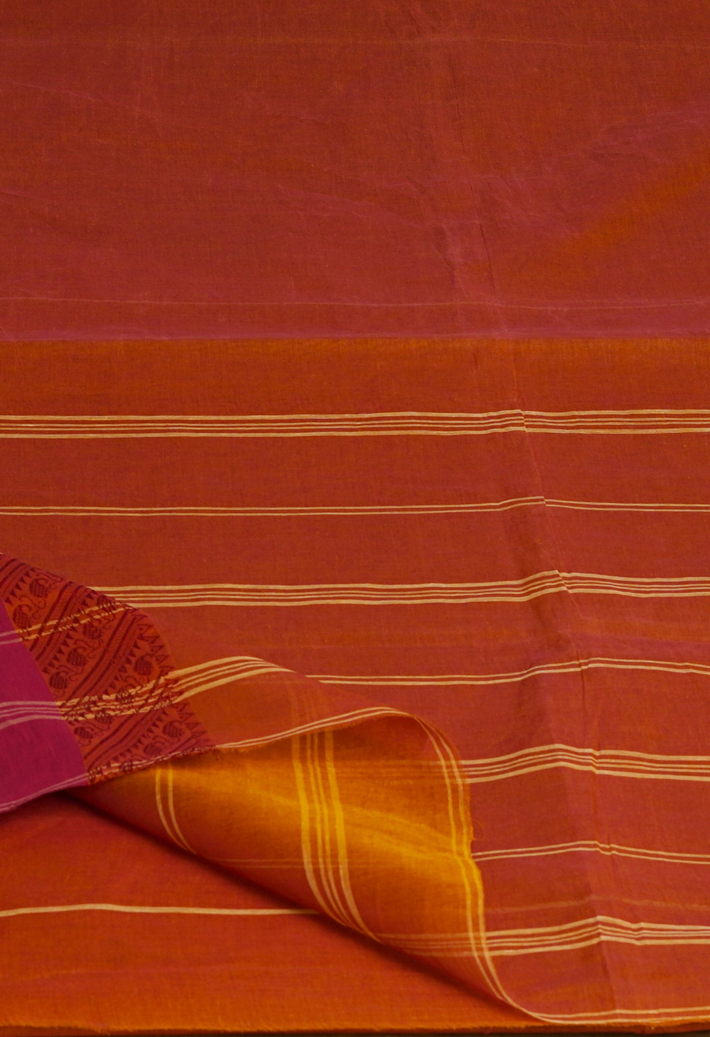 Orange Pure Handloom Bengal Cotton Saree