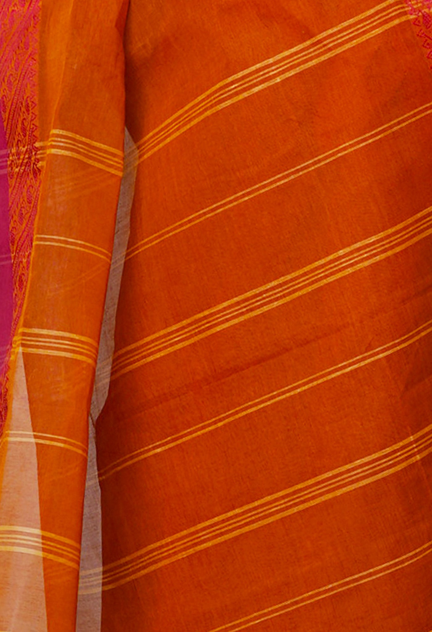 Orange Pure Handloom Bengal Cotton Saree