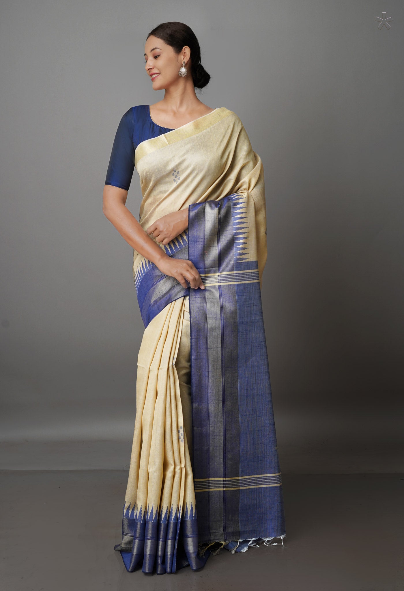 Cream  Dupion  Silk Saree-UNM69765