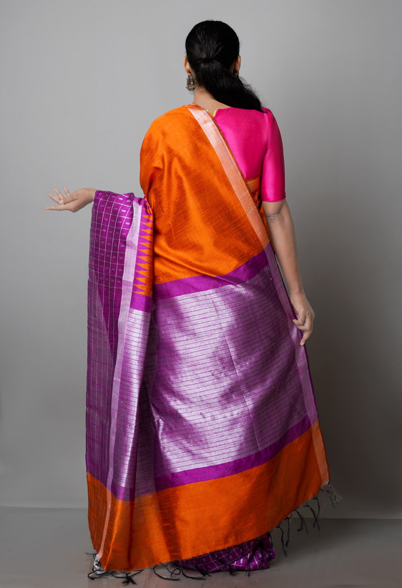 Squash Orange  Dupion  Silk Saree-UNM69810