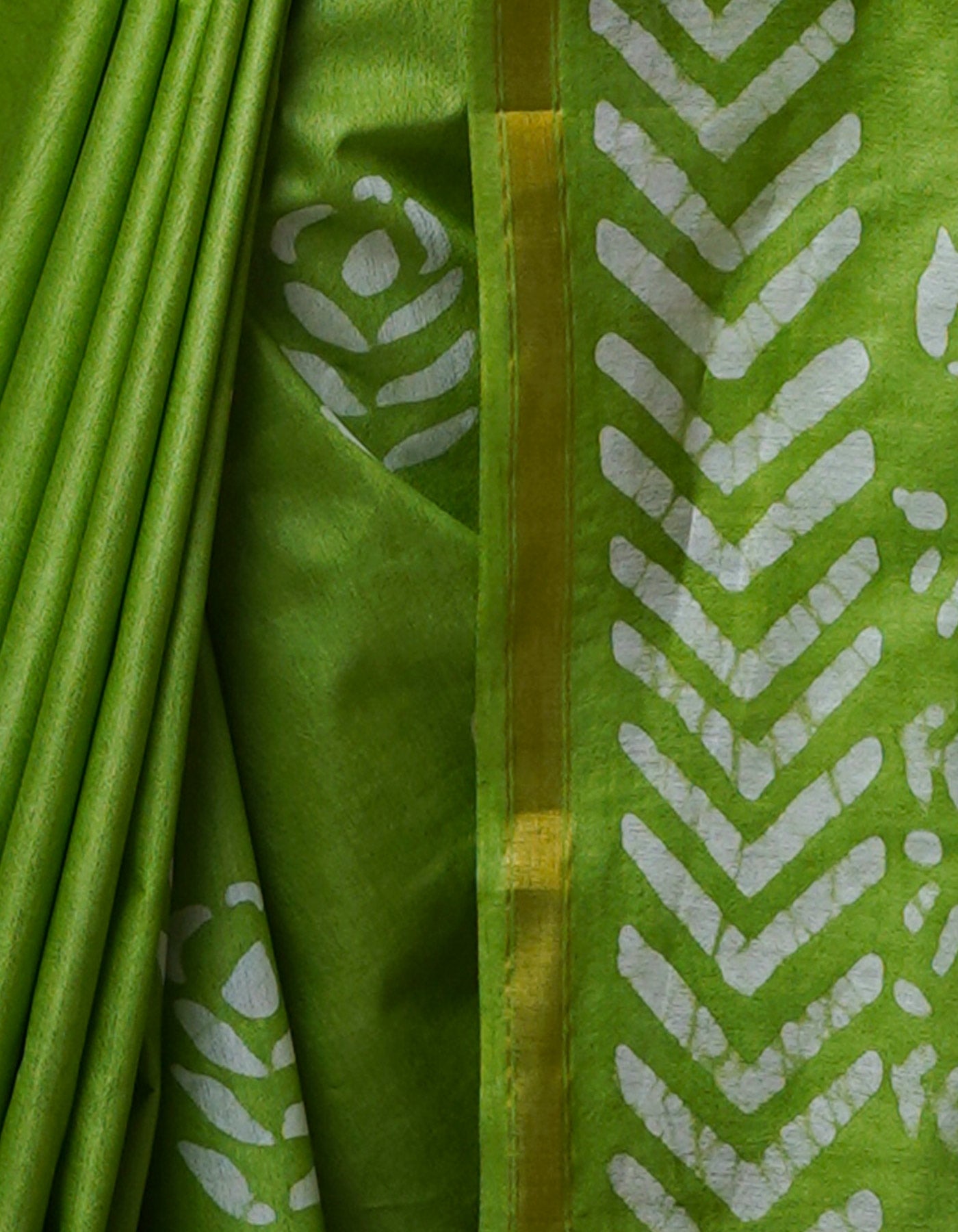 Green Pure  Batik Chanderi Silk Saree-UNM70099