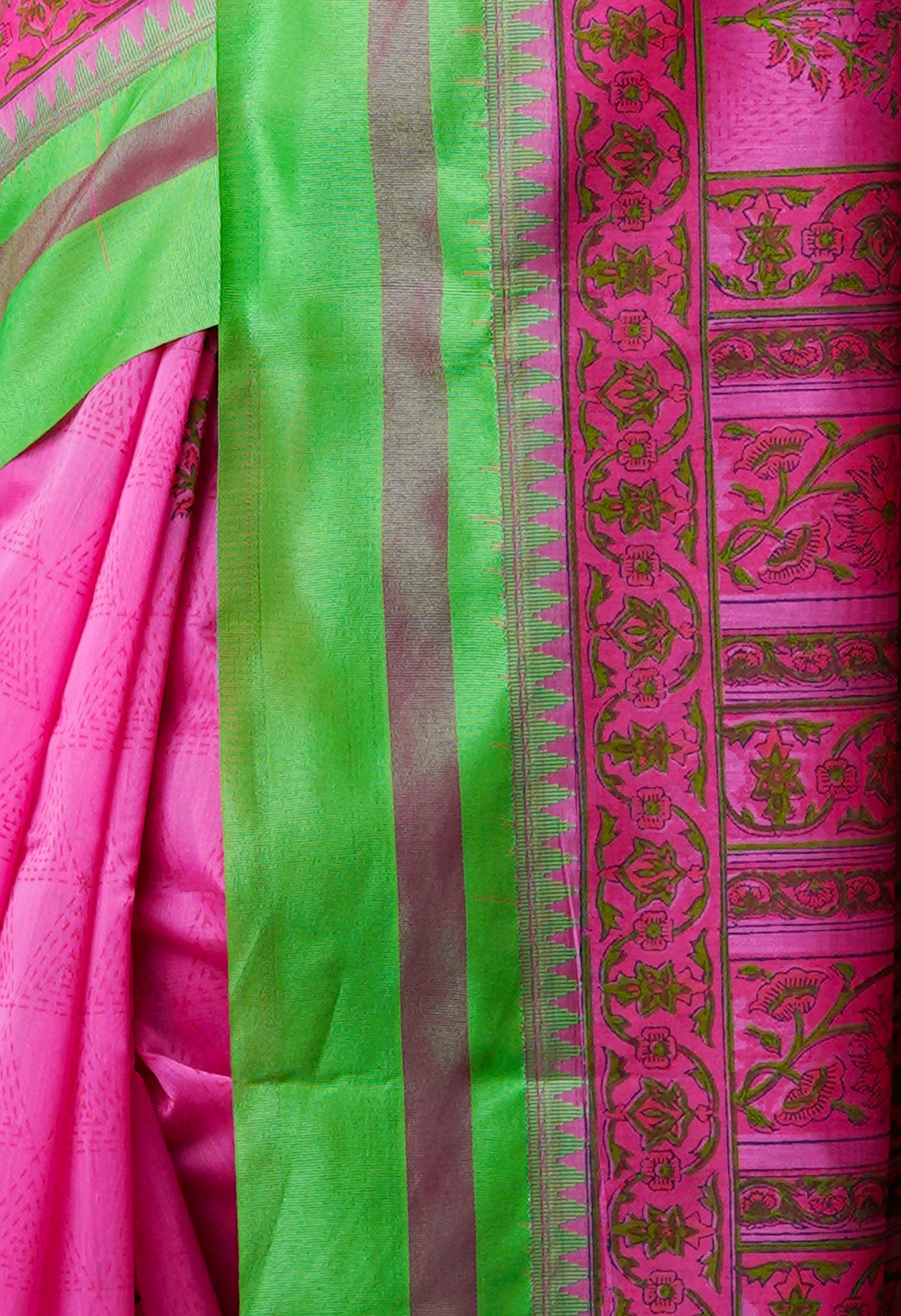 Pink Pure Handloom Chanderi  Sico Saree-UNM70119