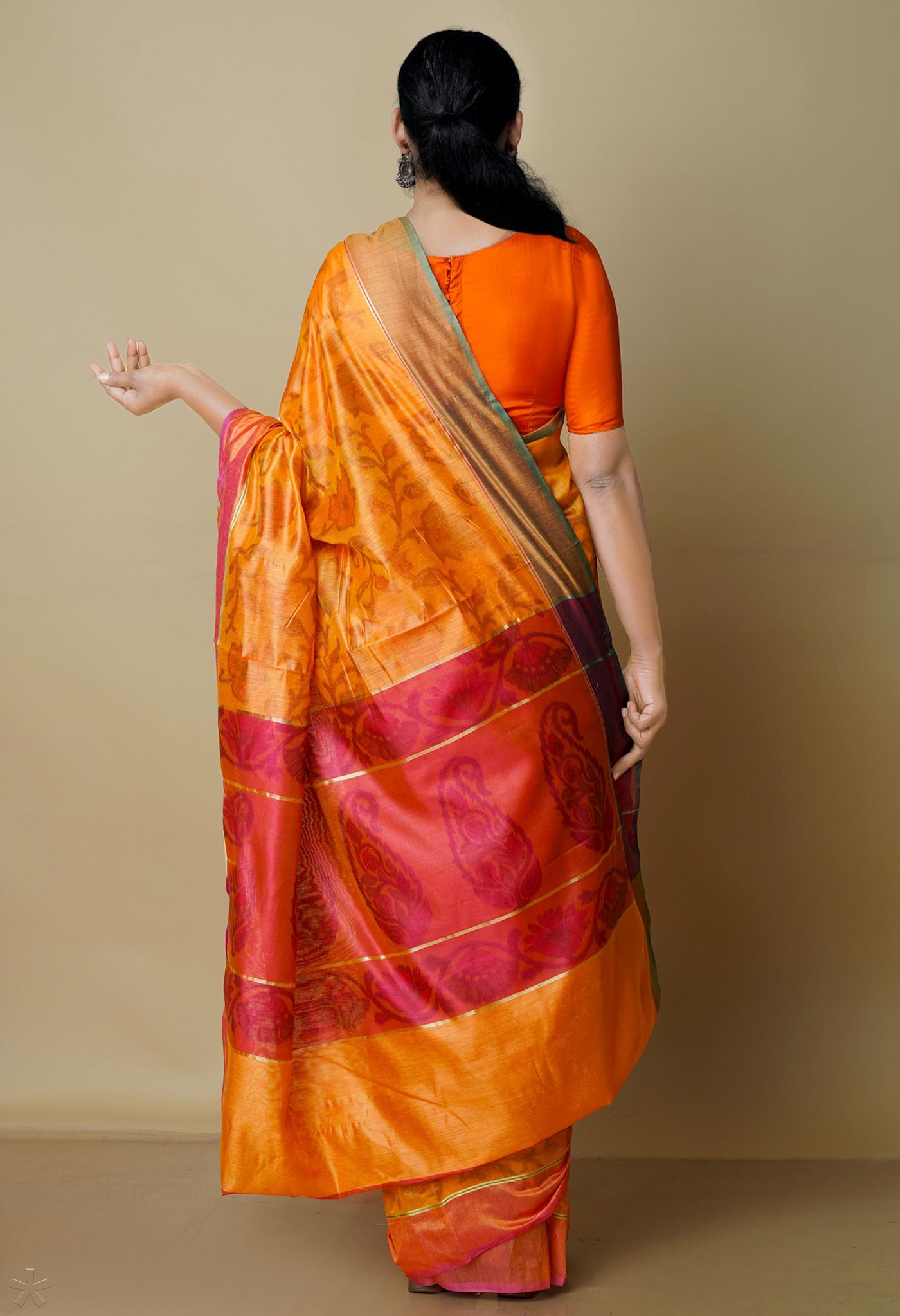 Yellow  Digital Printed Chanderi  Sico Saree-UNM70163