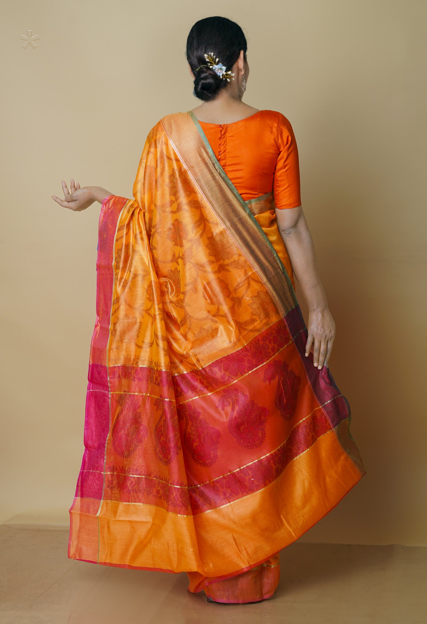 Yellow  Digital Printed Chanderi  Sico Saree-UNM70167