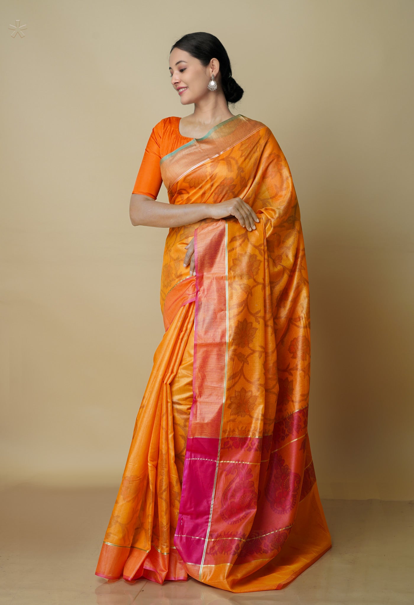 Yellow  Digital Printed Chanderi  Sico Saree-UNM70167