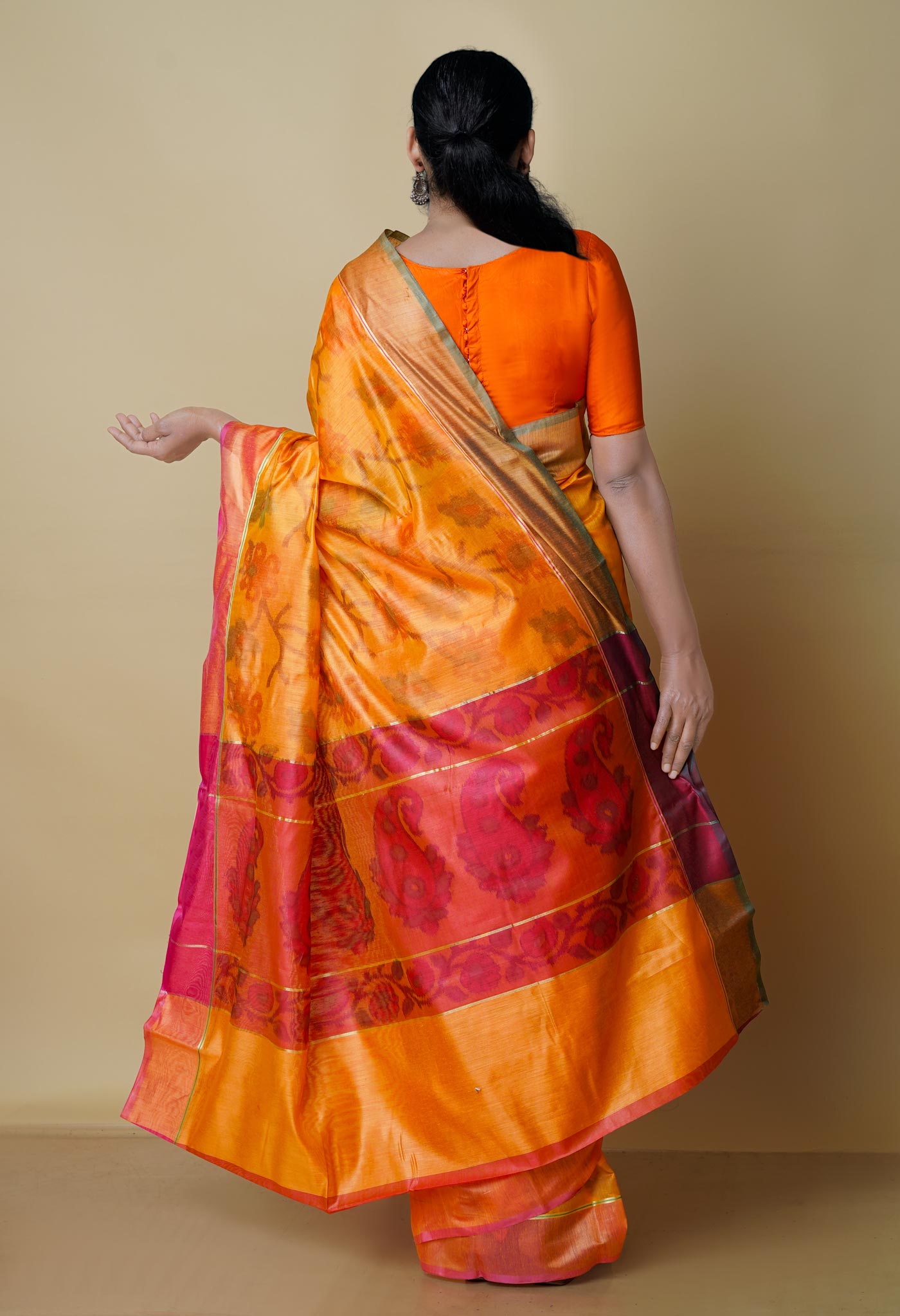 Yellow  Digital Printed Chanderi  Sico Saree-UNM70173