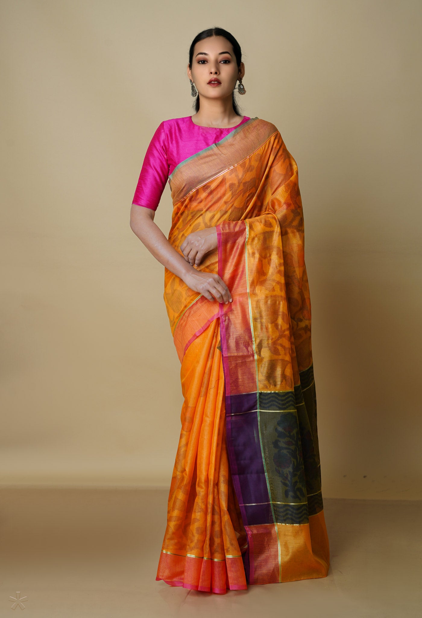 Yellow  Digital Printed Chanderi  Sico Saree-UNM70182