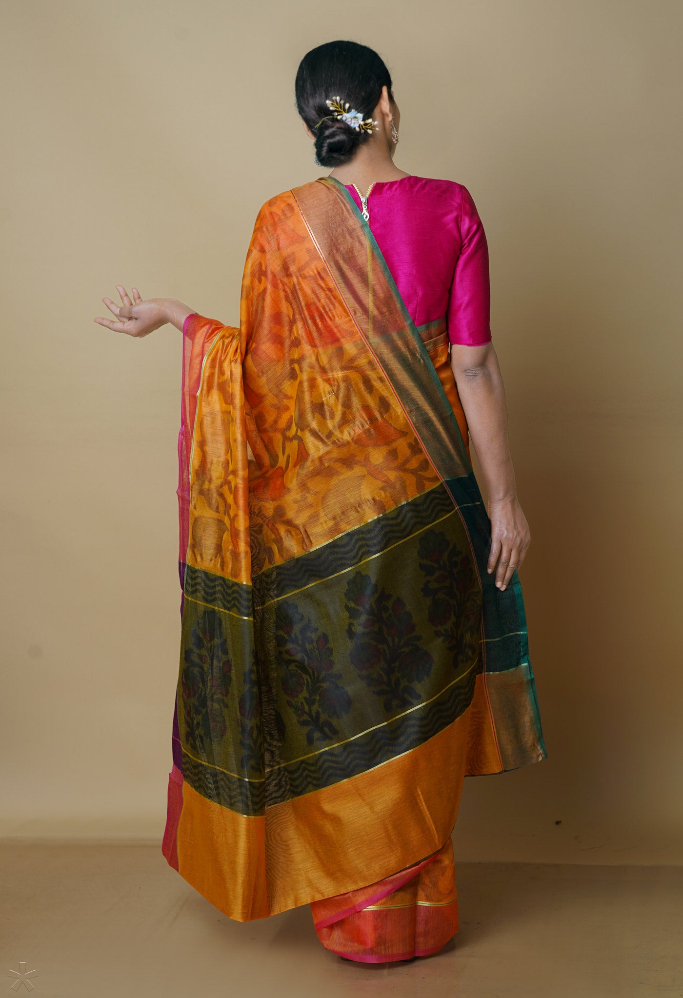 Yellow  Digital Printed Chanderi  Sico Saree-UNM70182