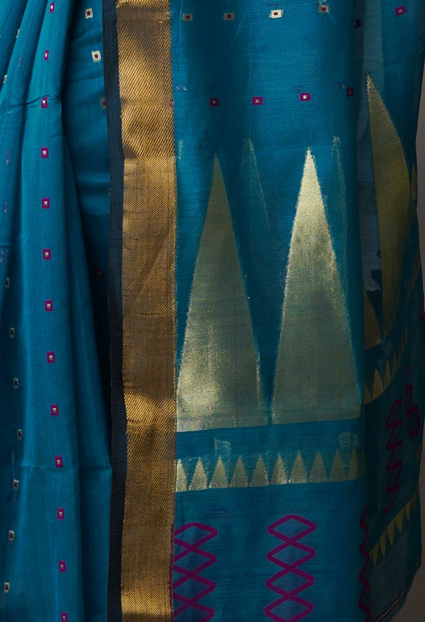 Sky Blue Pure Handloom Dhakai Jamdhani Cotton Silk Saree-UNM70233