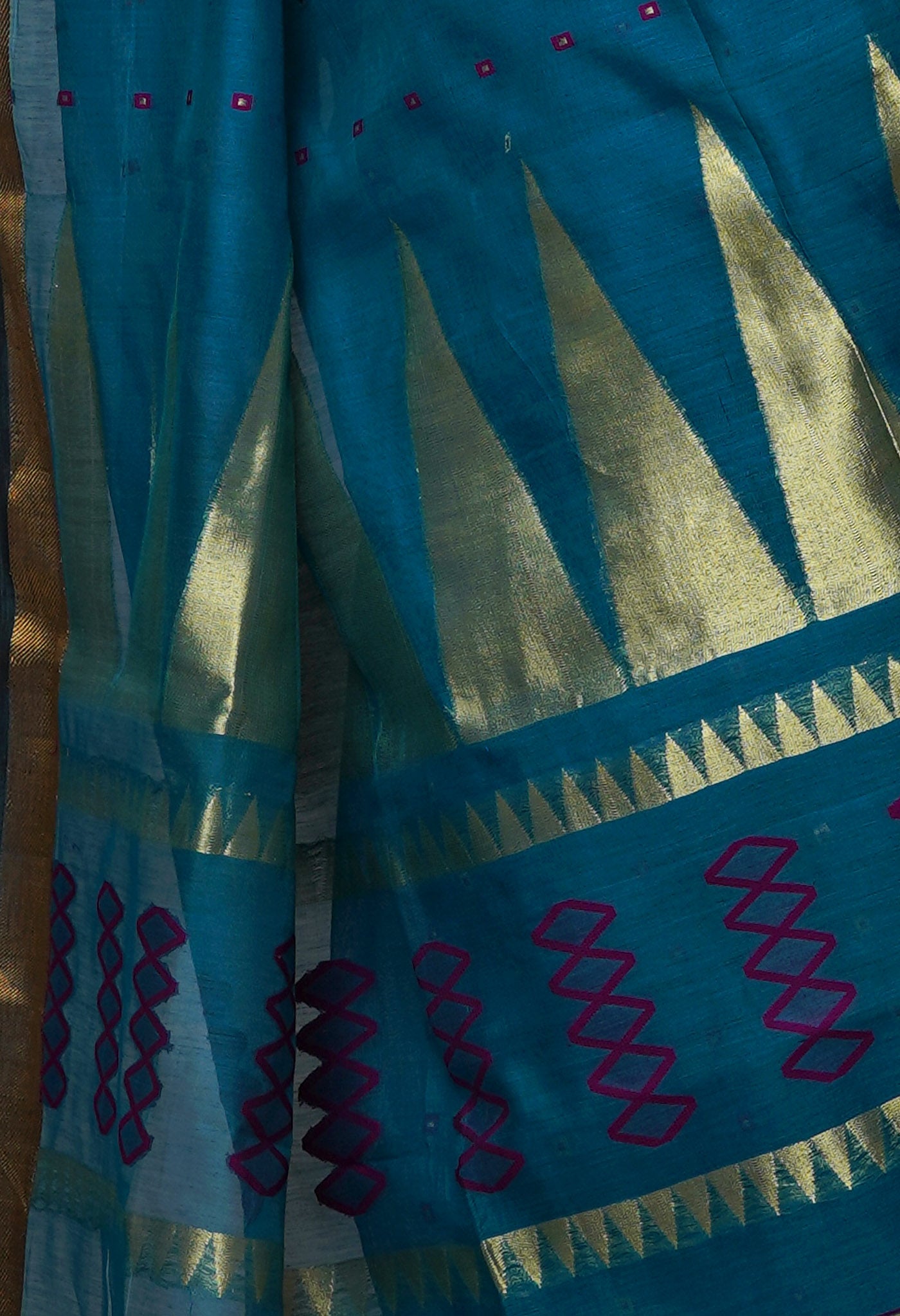 Sky Blue Pure Handloom Dhakai Jamdhani Cotton Silk Saree-UNM70233