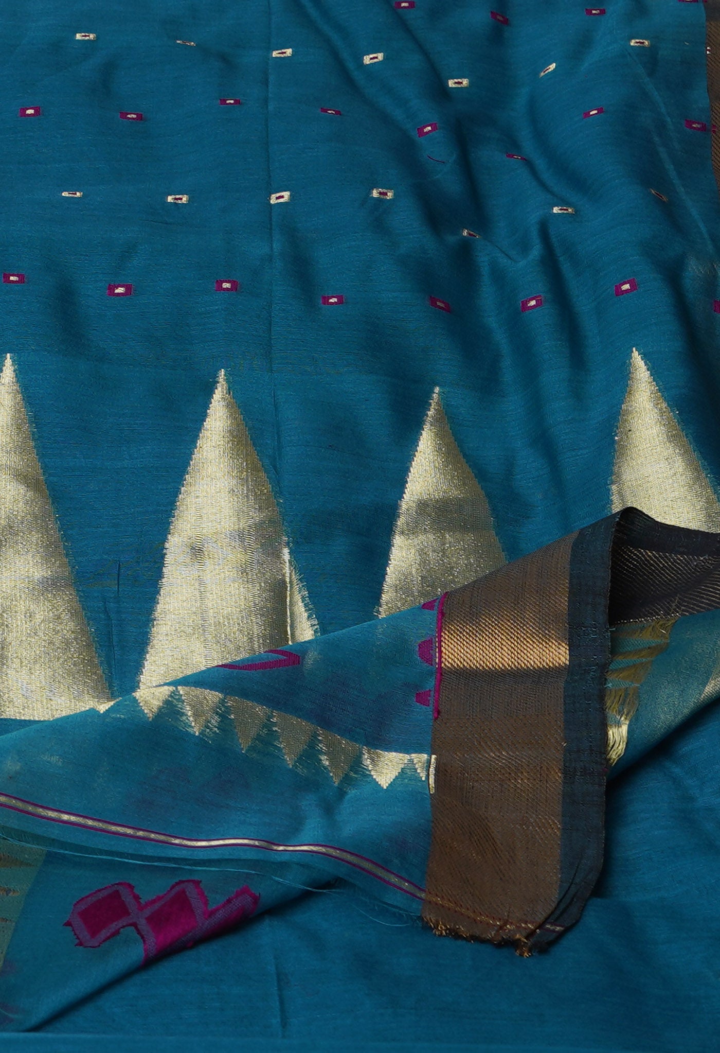 Sky Blue Pure Handloom Dhakai Jamdhani Cotton Silk Saree-UNM70233