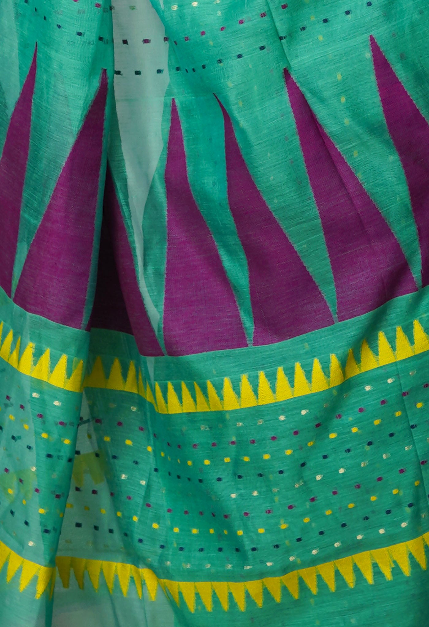 Green Pure Handloom Dhakai Jamdhani Cotton Silk Saree