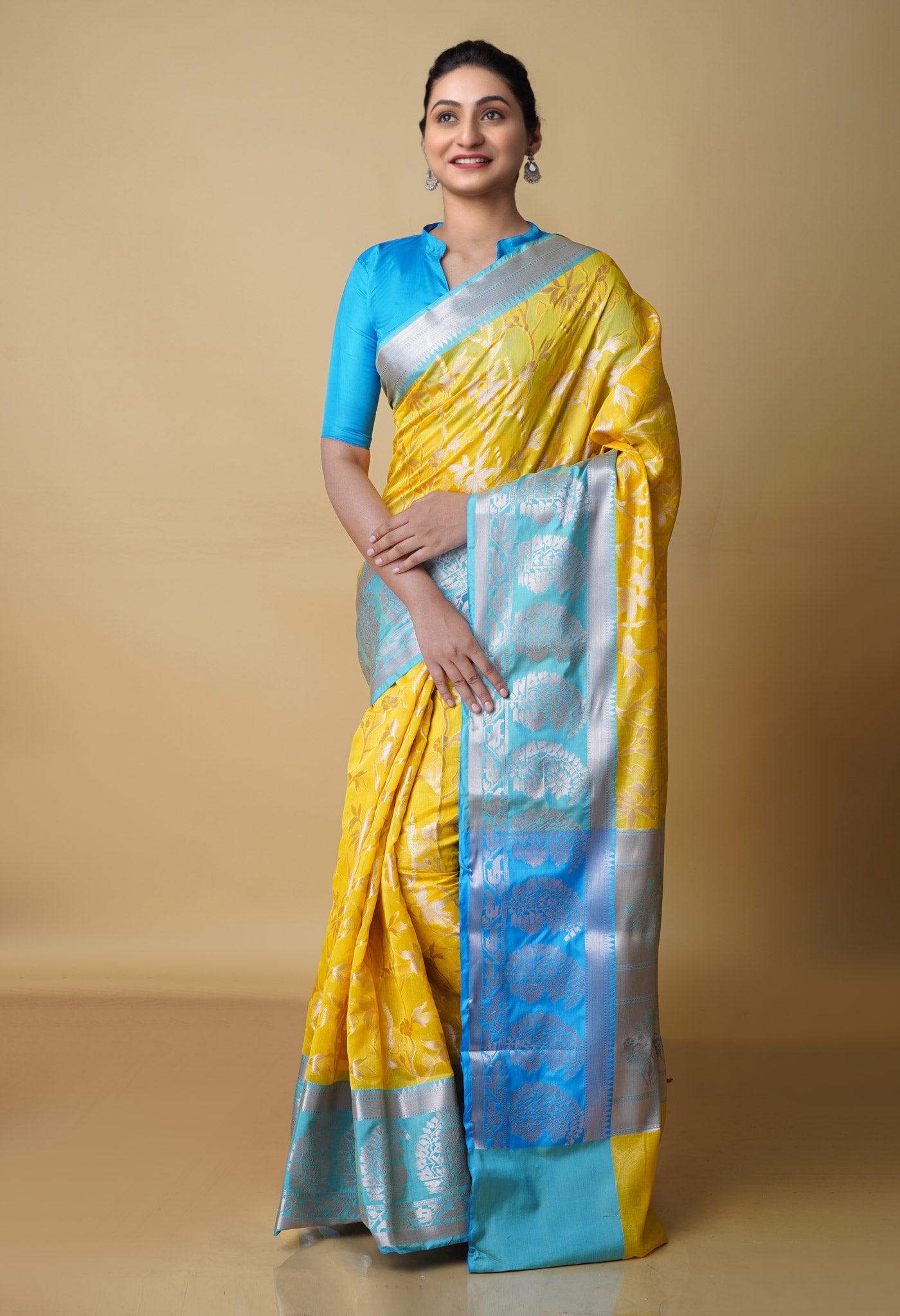 Yellow  Fancy Banarasi Silk Saree-UNM70285