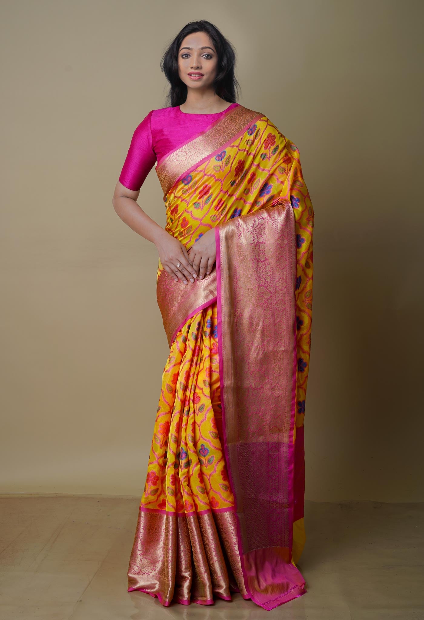 Yellow  Fancy Banarasi Silk Saree-UNM70318