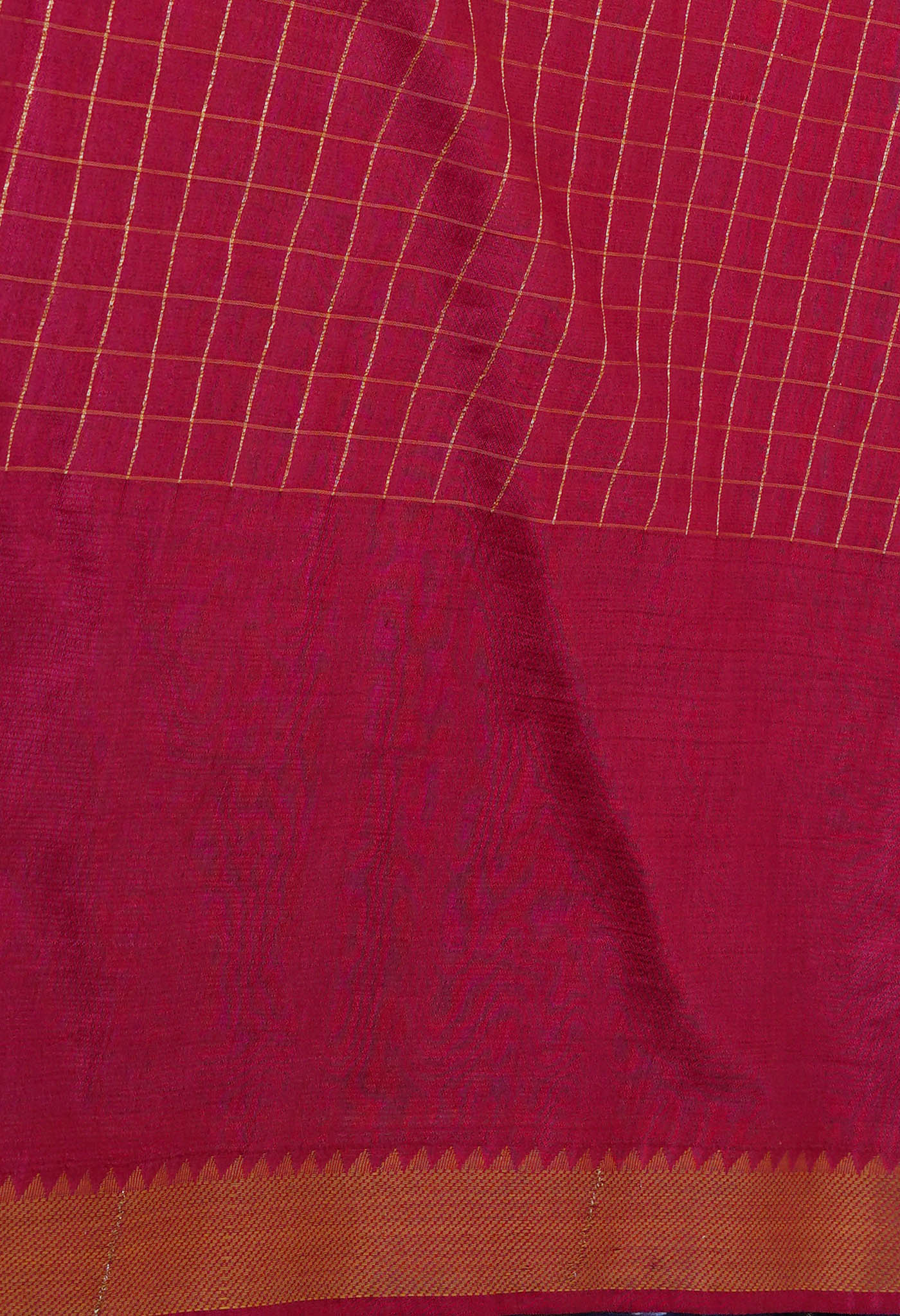 Cherry Red  Mangalagiri Checks Sico Saree-UNM70388