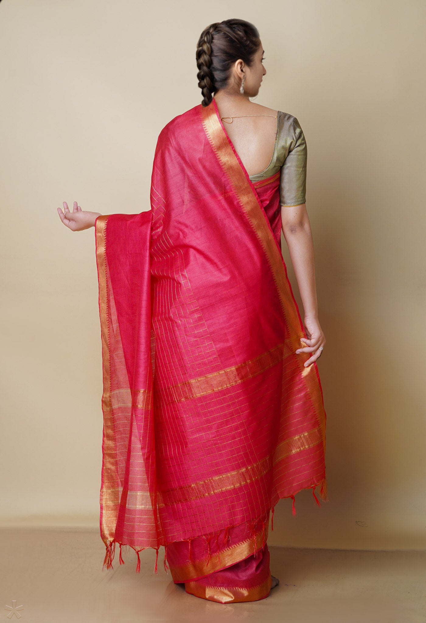 Valentine Red  Mangalagiri Checks Sico Saree-UNM70391