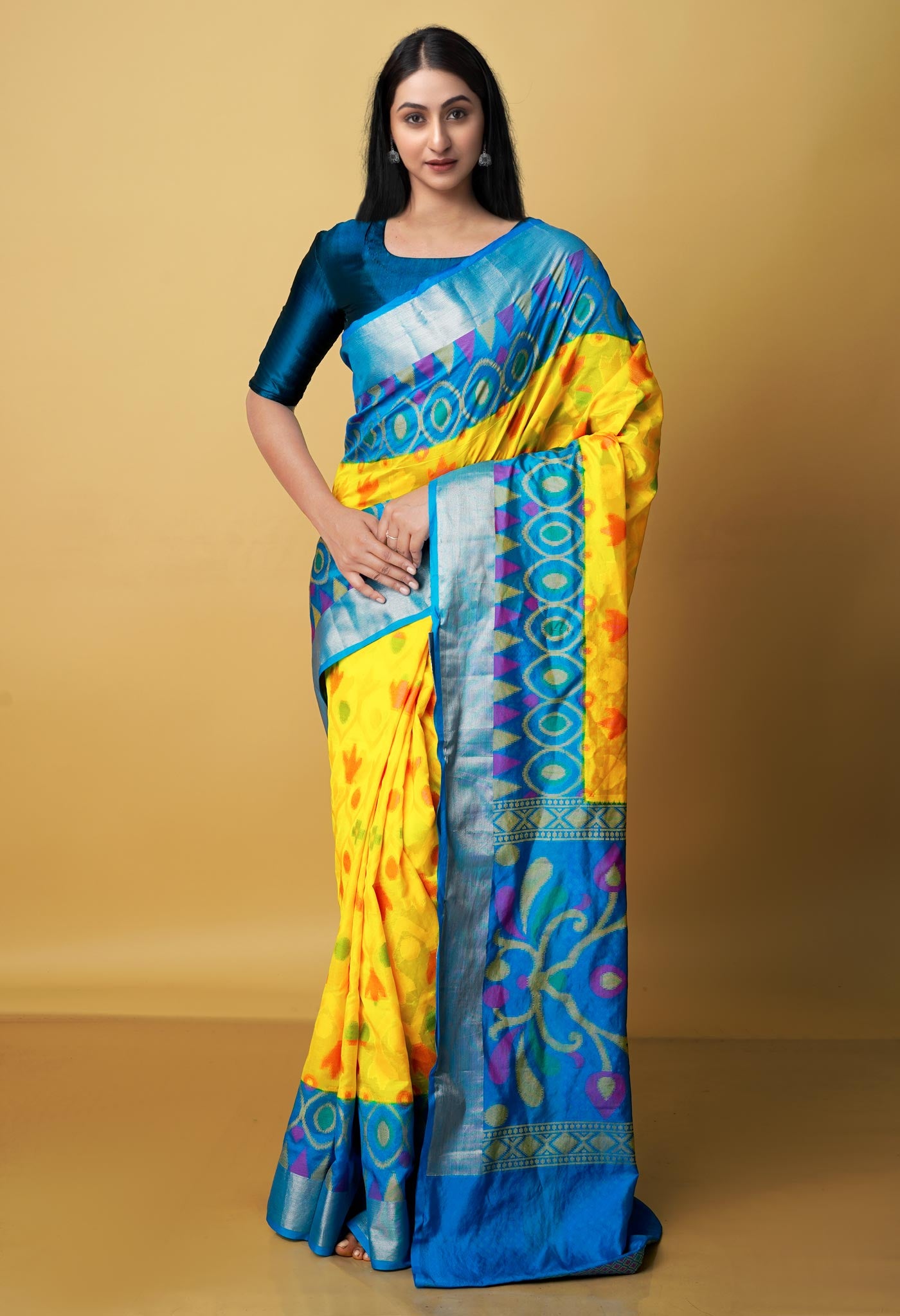 Lemon Yellow  Fancy Banarasi silk Saree-UNM70520