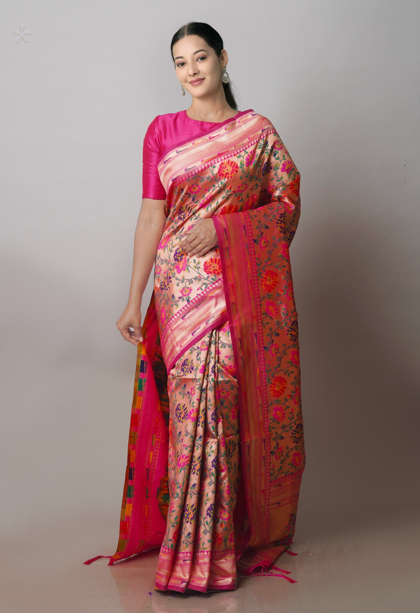 Pink Banarasi Silk Saree-UNM71378