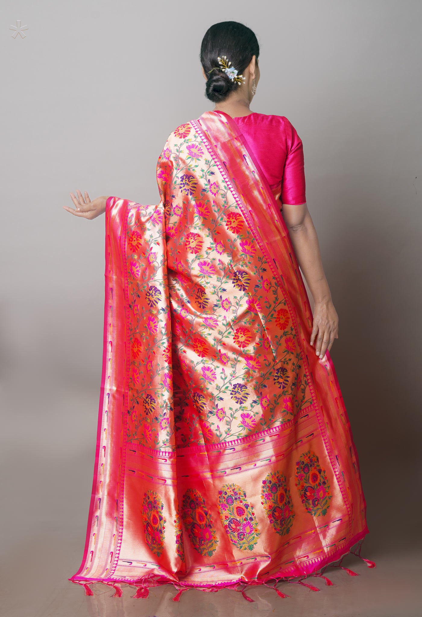 Pink Banarasi Silk Saree-UNM71378