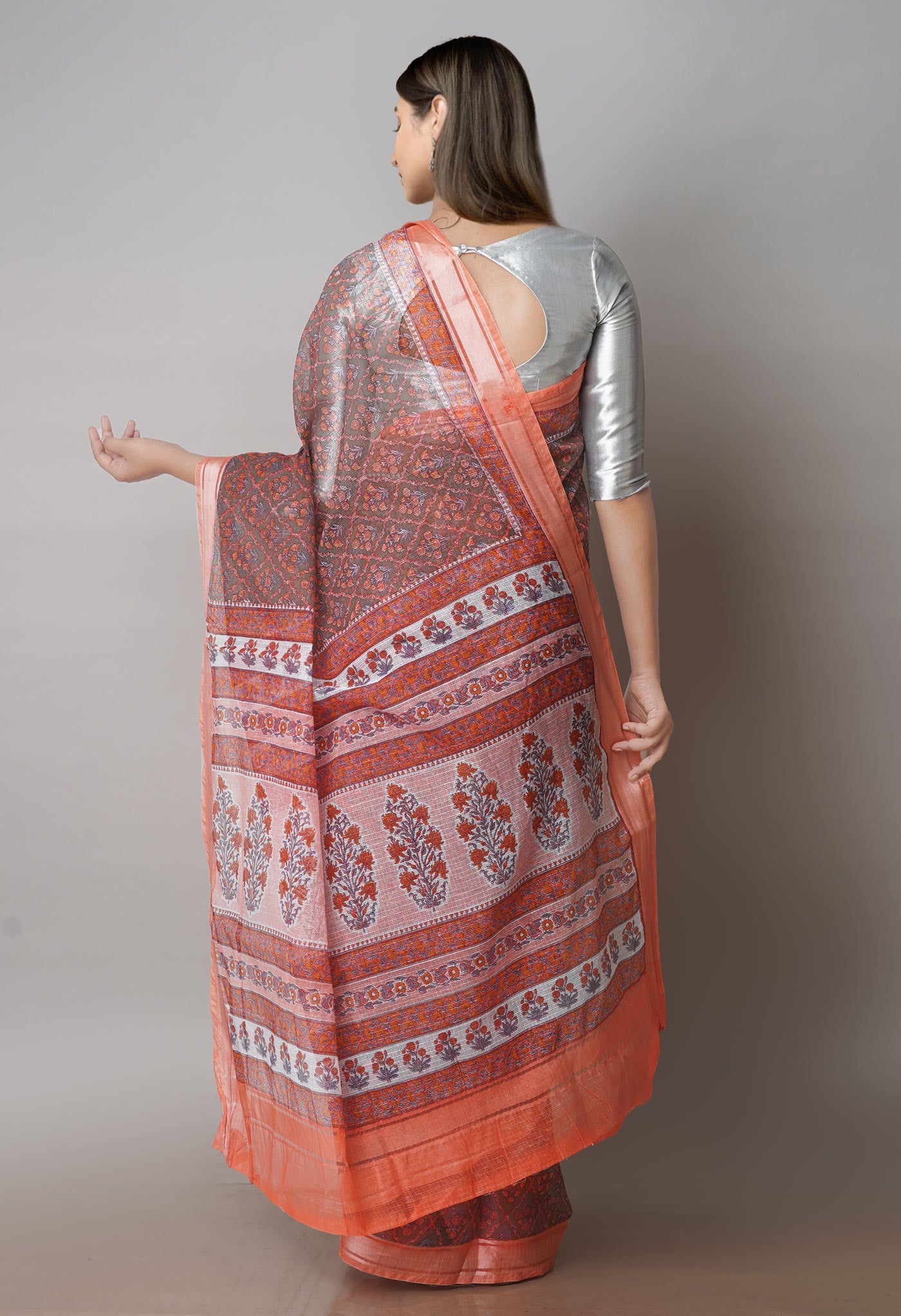 Dark Grey Pure Patola Printed Kota Cotton Saree-UNM71514