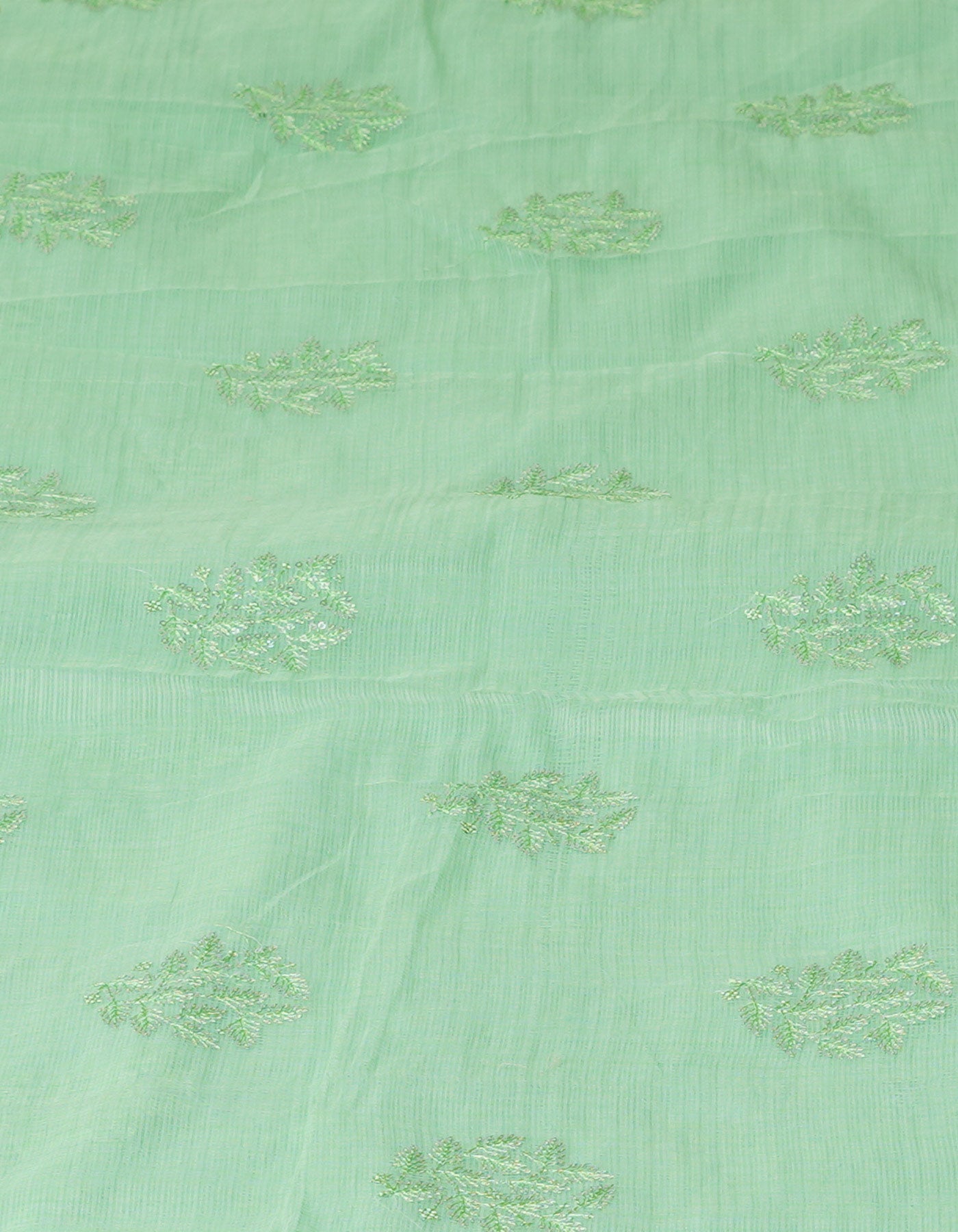 Green Pure Sequence Embroidery Kota Cotton Saree