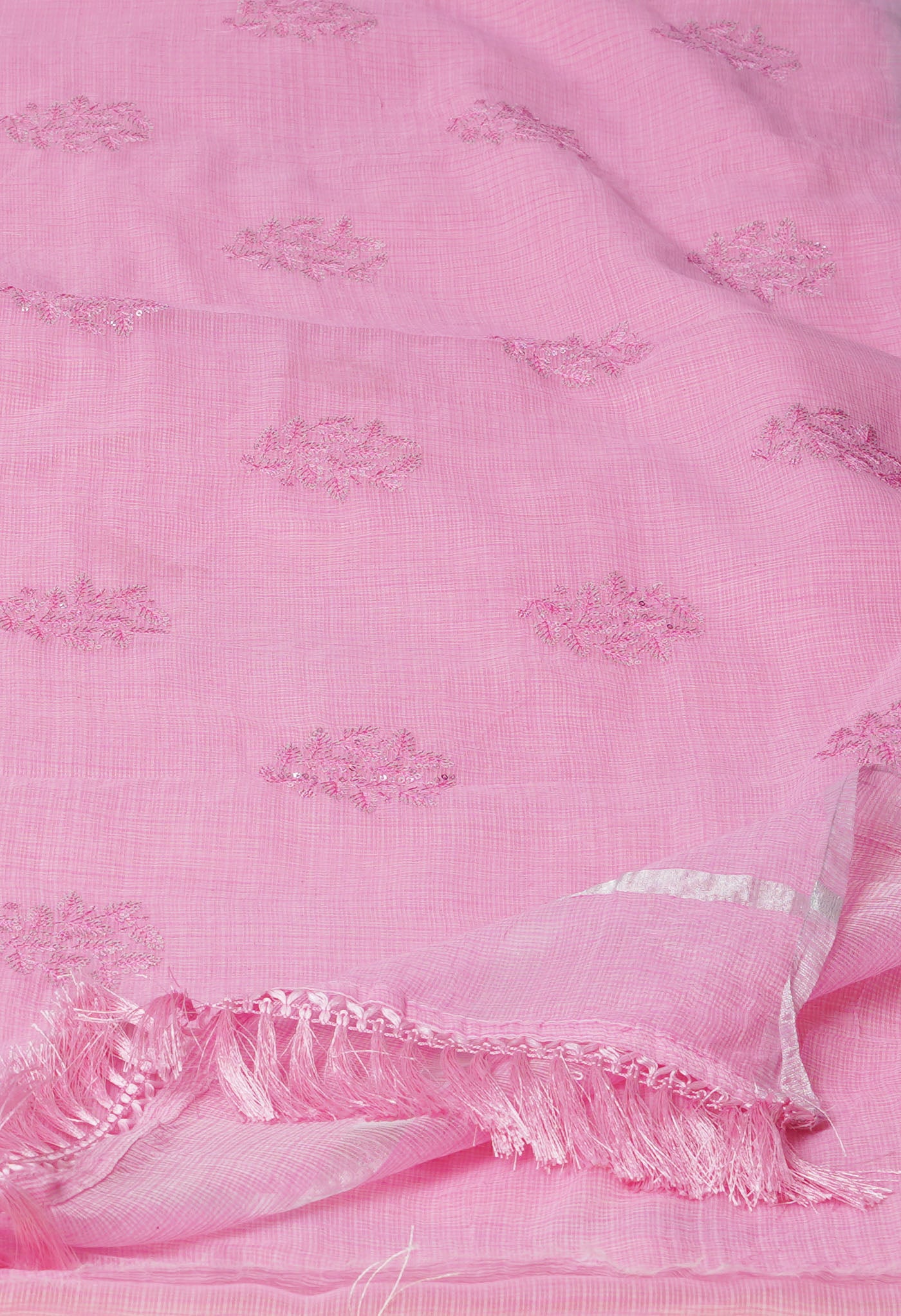 Pink Pure Sequence Embroidery Kota Cotton Saree